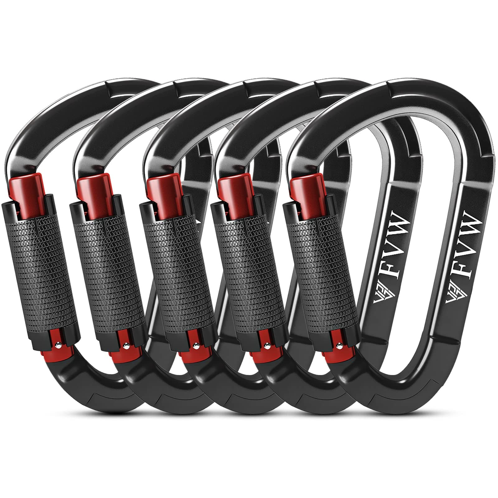 Auto Locking Rock Climbing Carabiner Clips,Professional 25KN (5620 lbs) Heavy Duty Caribeaners for Rappelling Swing Rescue & Gym etc, Large D-Shaped Carabiners