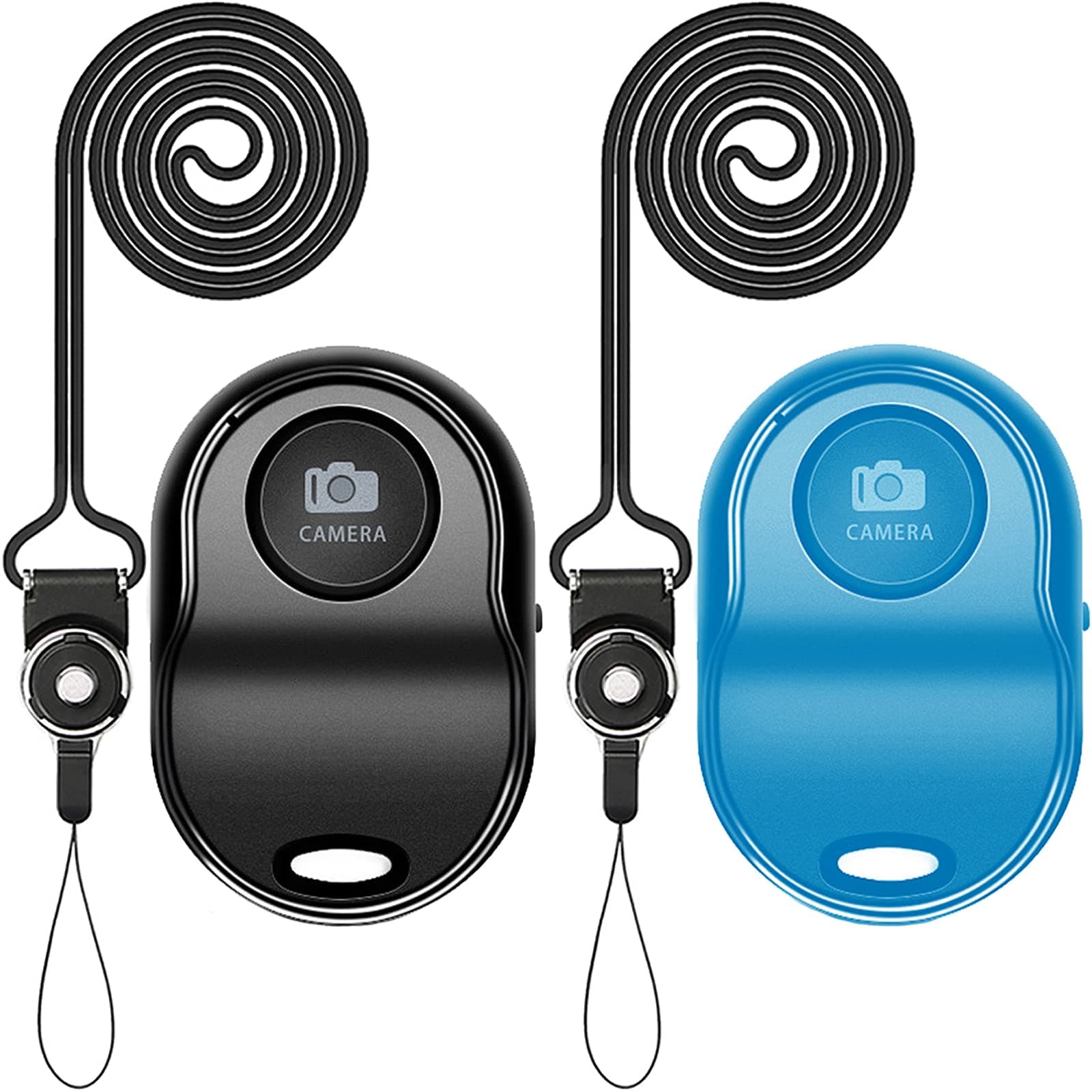 [Upgraded] Bluetooth 5.0 Remote Shutter for iPhone & Android Camera Wireless Remote Control Selfie Button for iPad iPod Tablet, HD Selfie Clicker for Photos & Videos (Blue & Black)