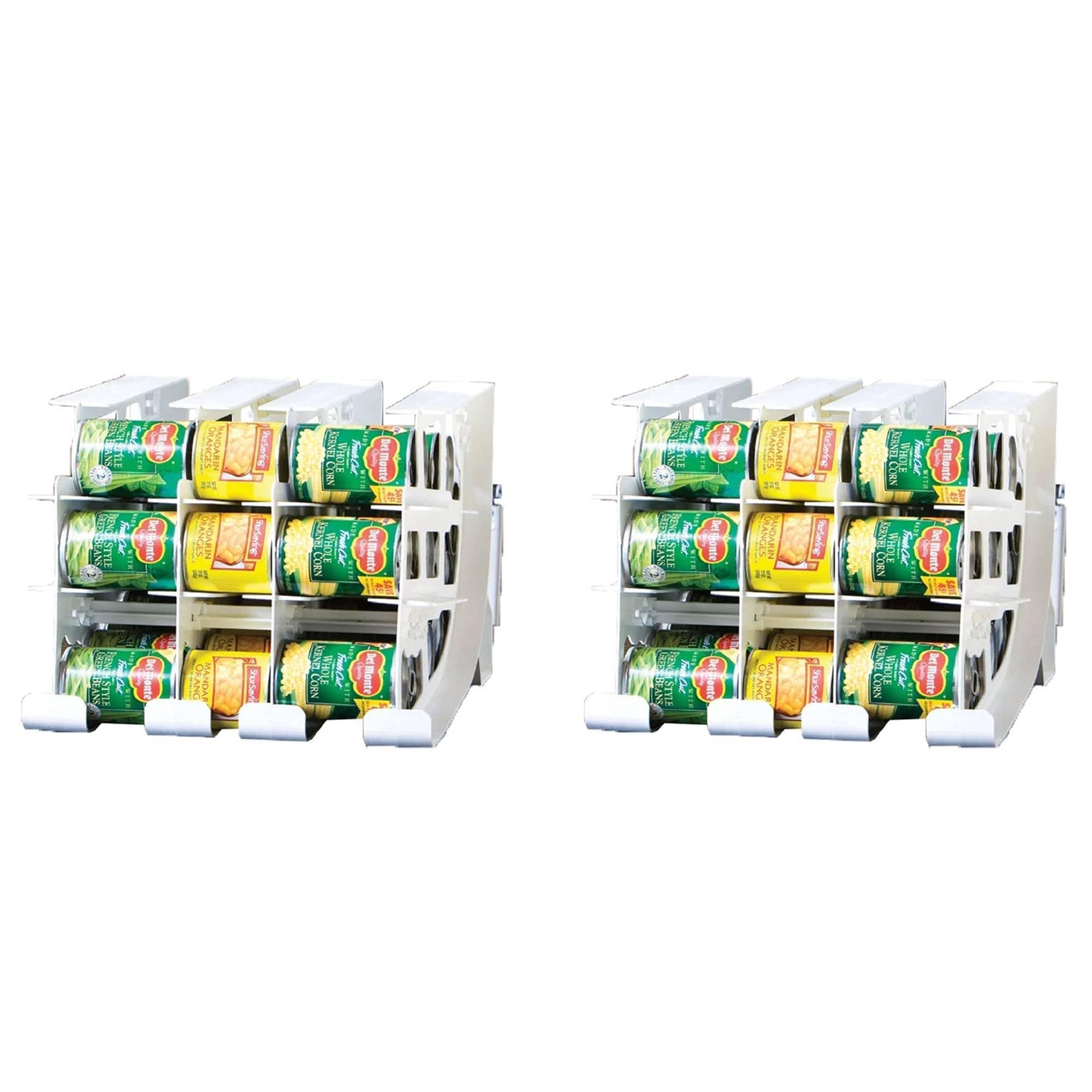 FIFO Can Tracker 2-Pack - 3-Tier Rotating Food Can Organizer for Pantry, Expandable Soda Can Storage for Kitchen, Holds 54 Cans of Food or Soda