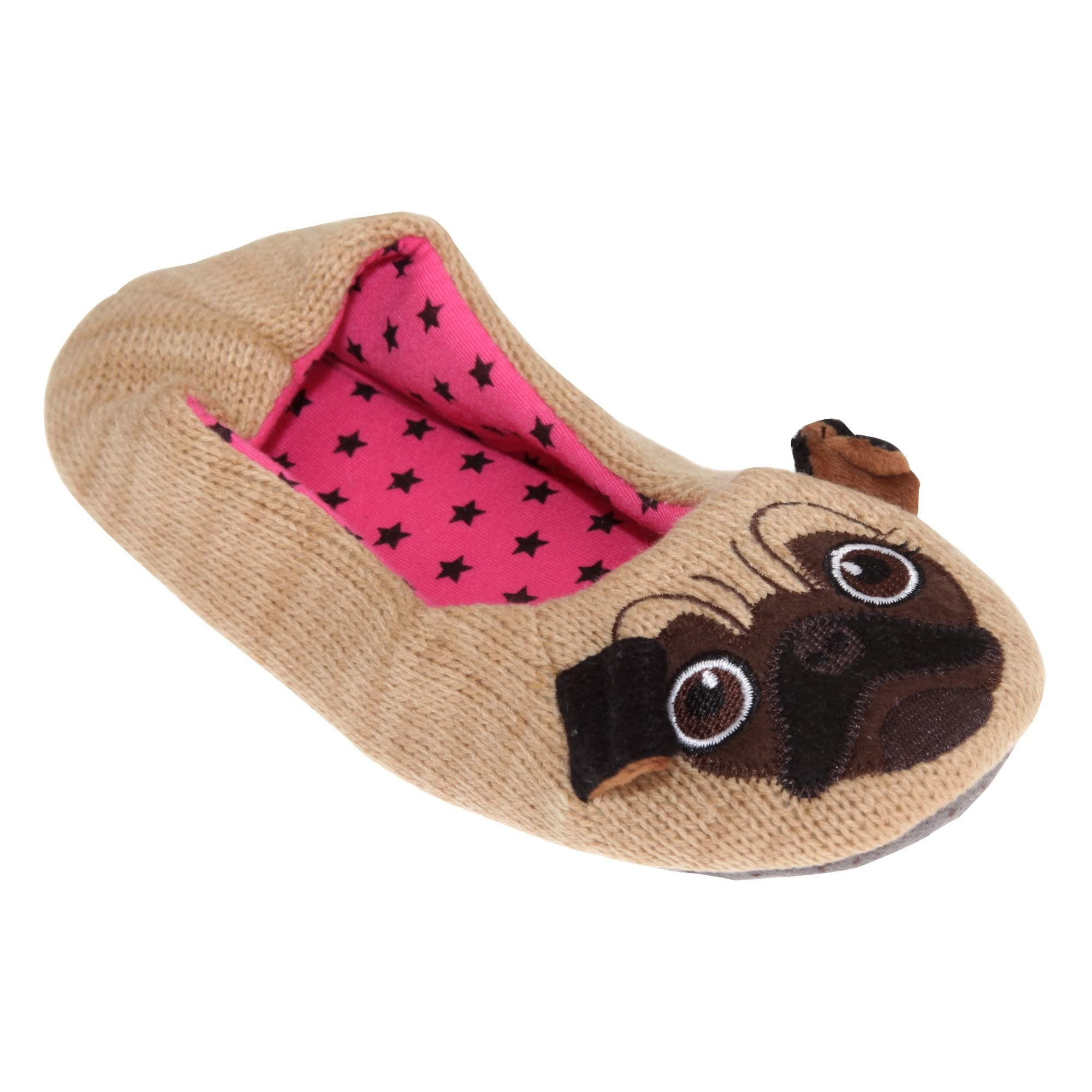 SlumberzzZ Womens/Ladies Pug Ballerina Slippers