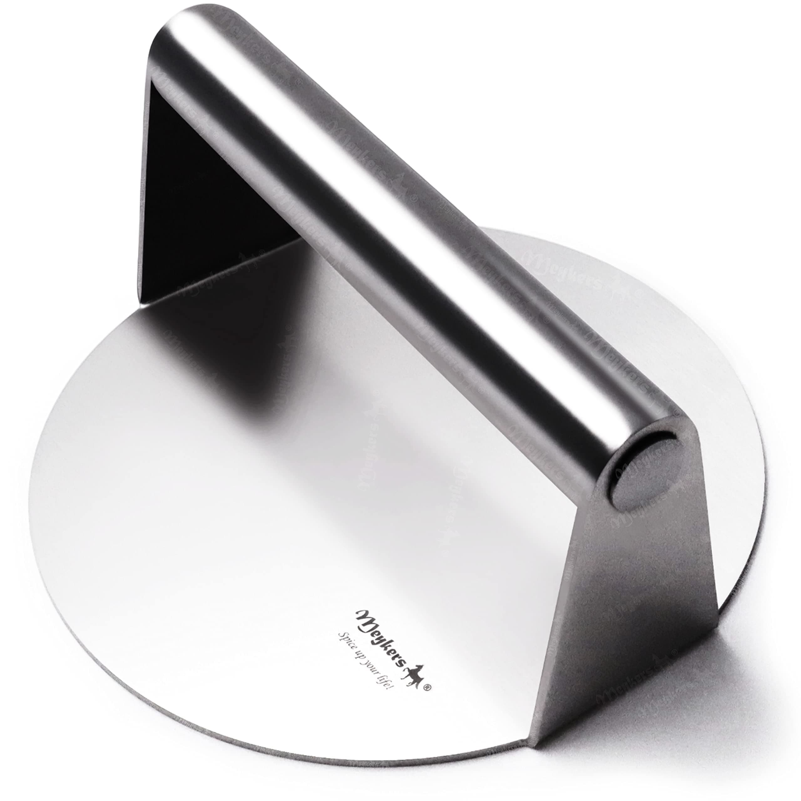 Meykers Smash Burger Press 6.3” Burger Smasher | for Griddle Grill Pan Skillet | Weight Gain Flat Presser Smashburger Maker 304 Stainless Steel | Meat Bacon Sandwich Panini | Tool Kit for BBQ Lover