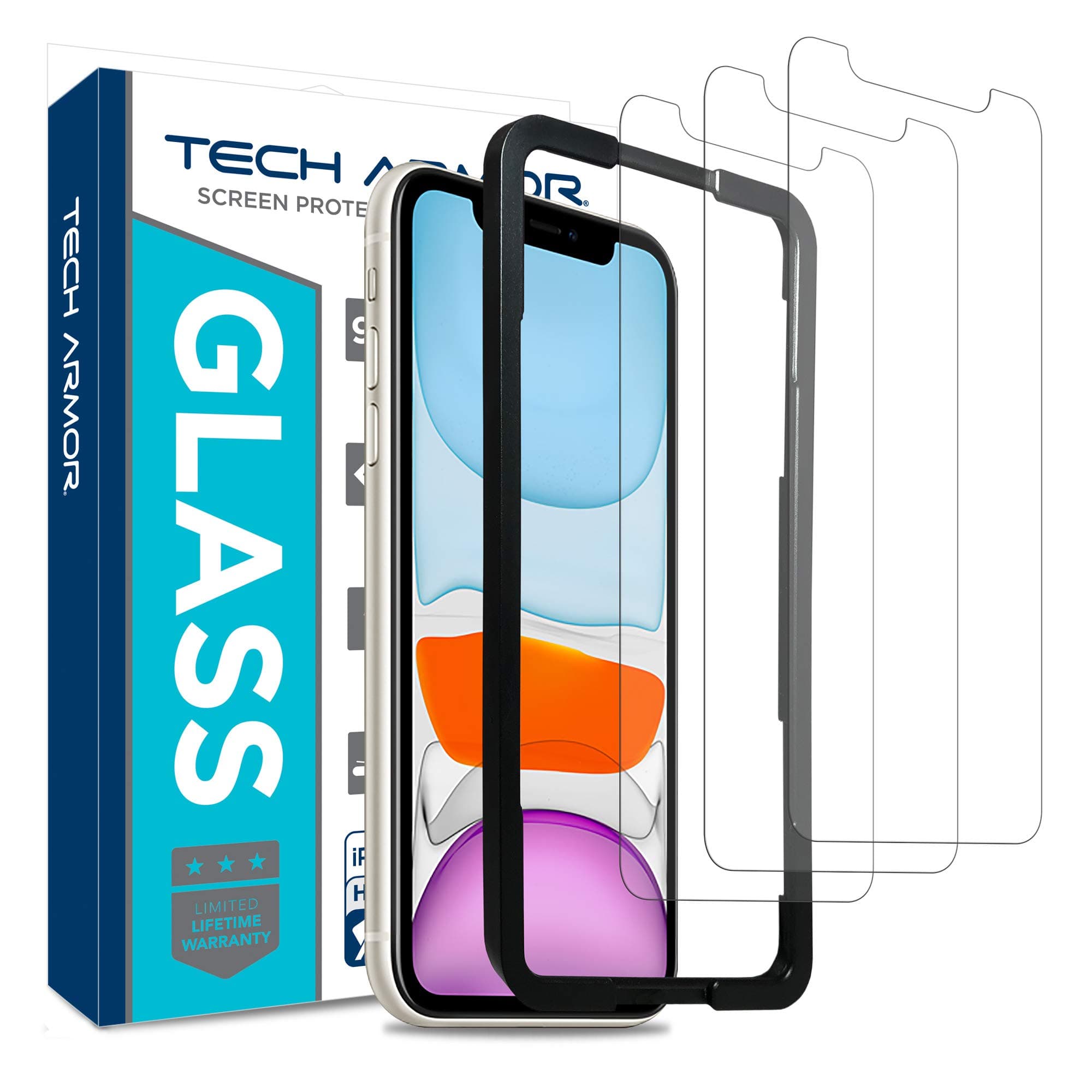 Tech Armor Apple iPhone Xr Ballistic Glass Screen Protector [3-Pack] Case-Friendly Tempered Glass, Haptic Touch Accurate Designed 2018 Apple iPhone Xr