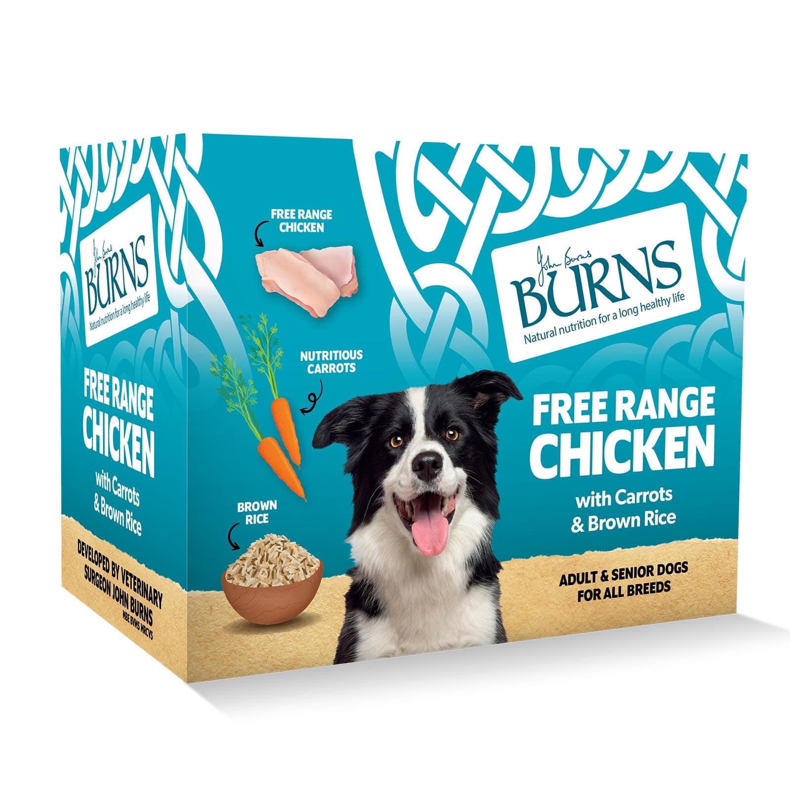 Burns Pet Natural Nutrition Adult & Senior Wet Dog Food Free Range Chicken, Carrots & Wholegrain Brown Rice 6 x 395gm