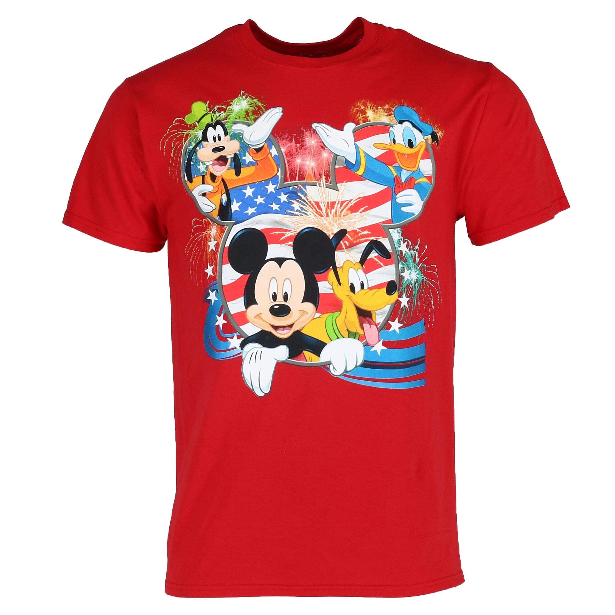 disneyMickey Mouse Pluto Goofy Donald Duck American Flag Tee Shirt