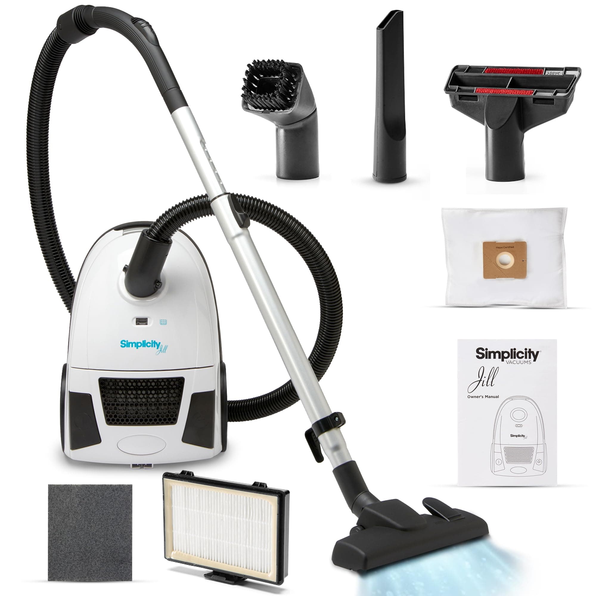 Jill Lightweight Bagged Canister Vacuum Cleaner – Bagged Vacuum Cleaner with Certified HEPA Filter, Adjustable Suction, Suitable for Floor and Rug Cleaning