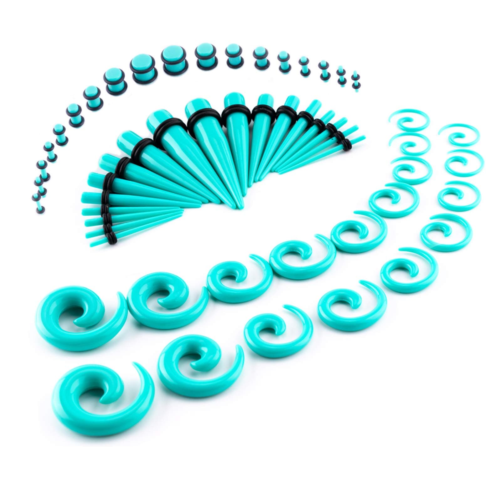 Ear Stretching Kit 54 Pieces 14G-00G Ear Gauges Expander Set Acrylic Tapers and Plugs & Silicone Tunnels Body Piercing Jewelry Set