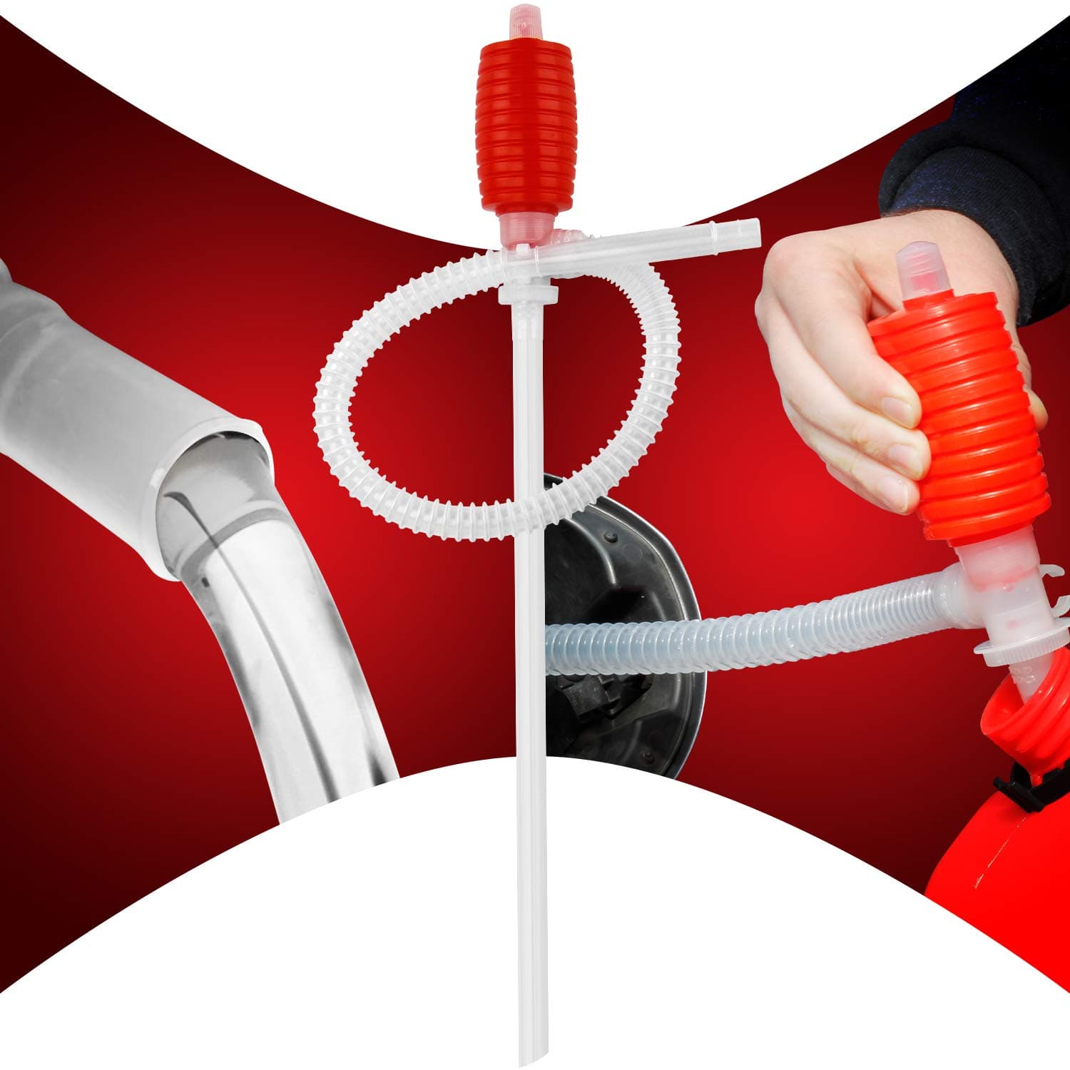 New Hand Siphon Pump with 21 inch Discharge Tube for Gas Oil Water (Not Drinking Water) Siphon