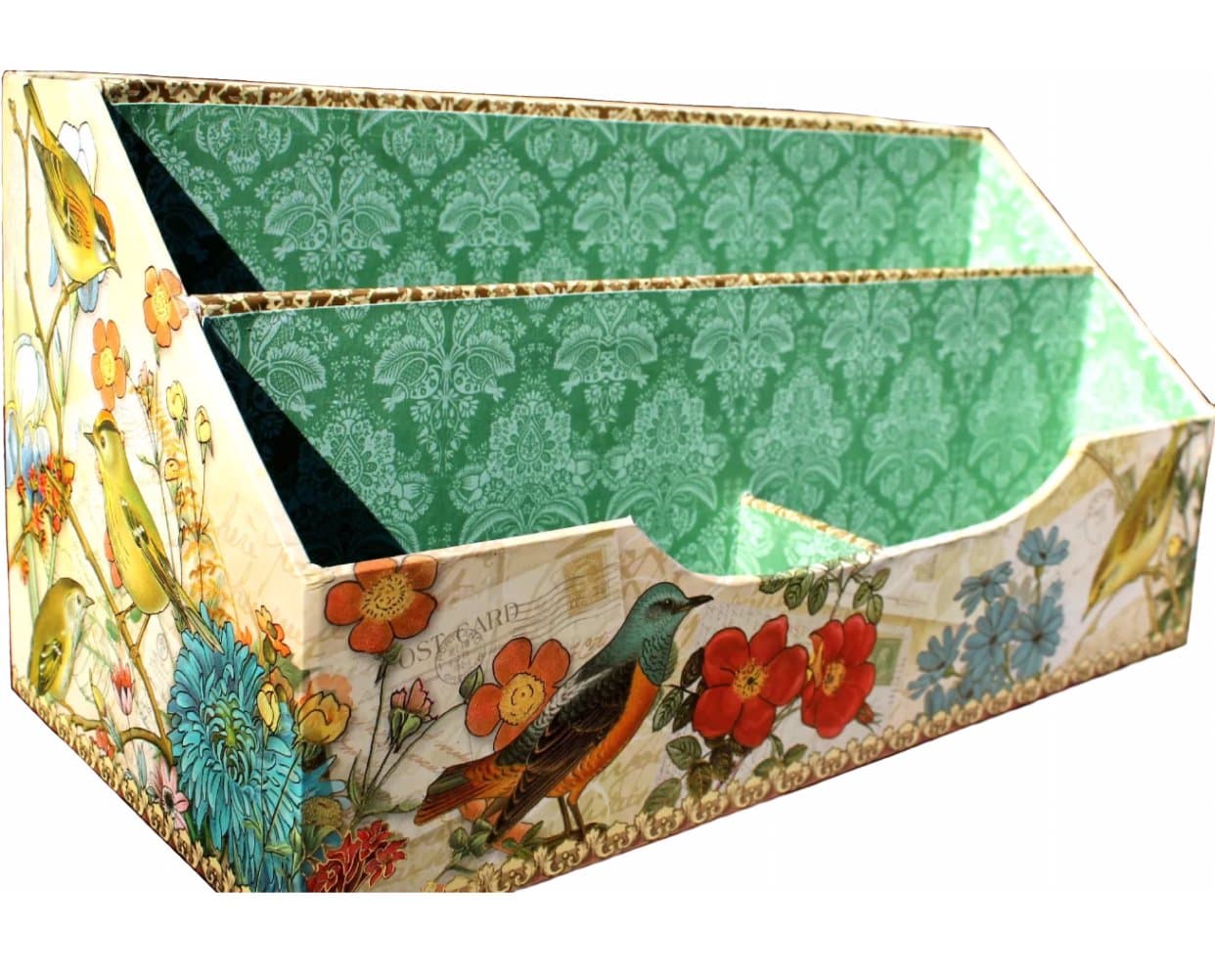 Punch Studio Meadow Lark Bird Letter Holder Desk Caddy Organizer 61338, Large