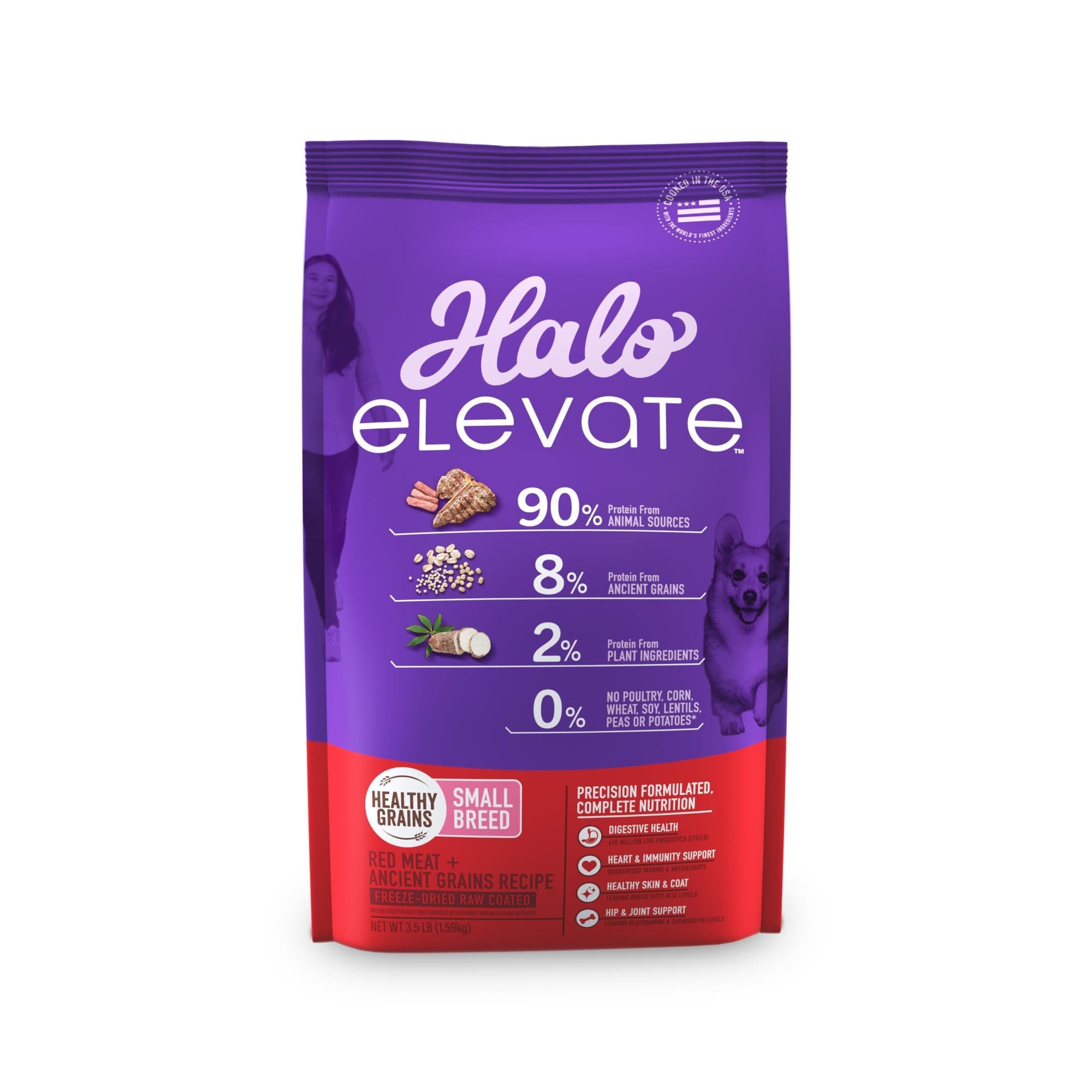 Halo Elevate Dry Dog Food, Healthy Grains Red Meat Recipe, Small Breed, 3.5lb