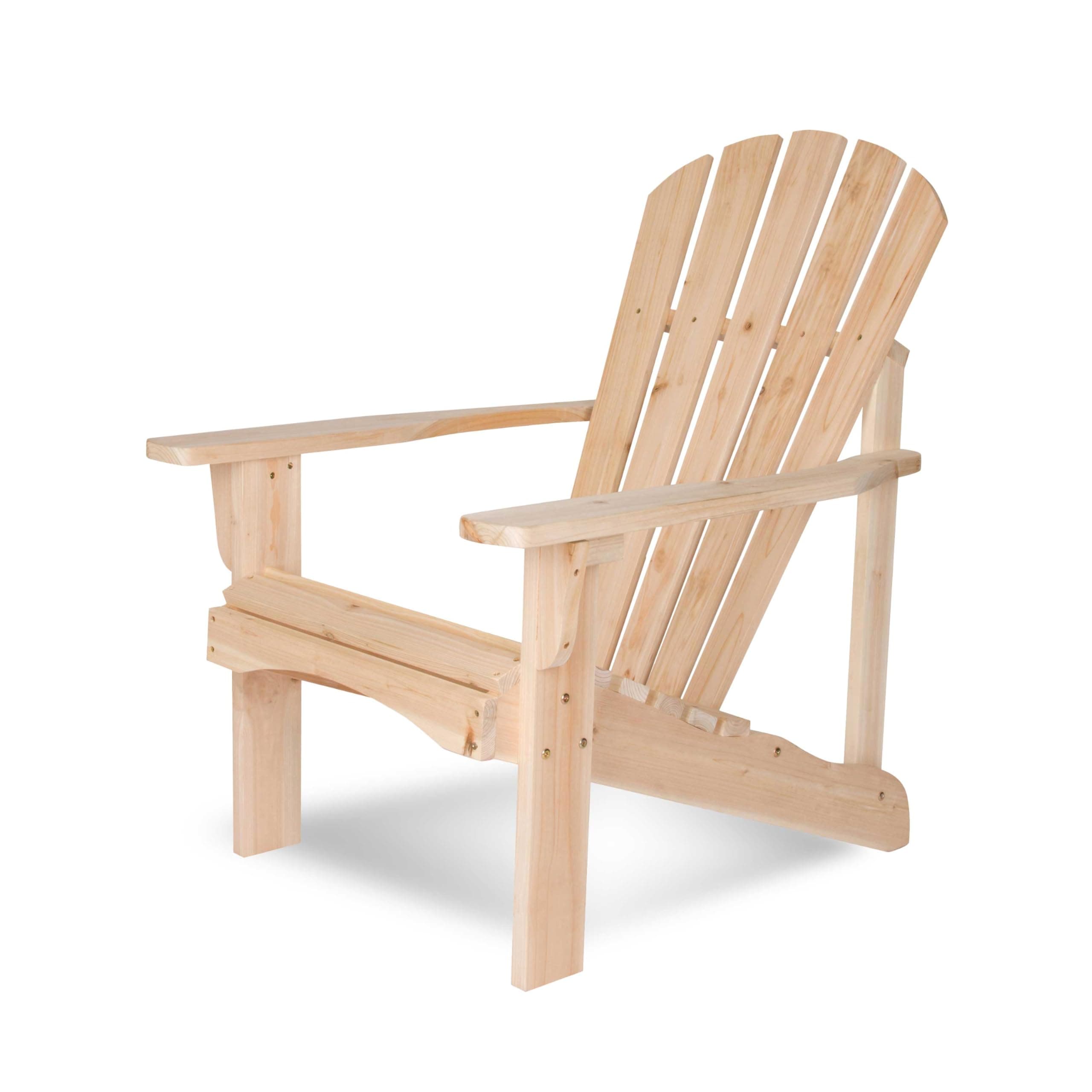 Shine Company Rockport Wooden Adirondack Chair, Outdoor Patio Firepit Chairs, Back & Seat Pre-Assembled, Natural