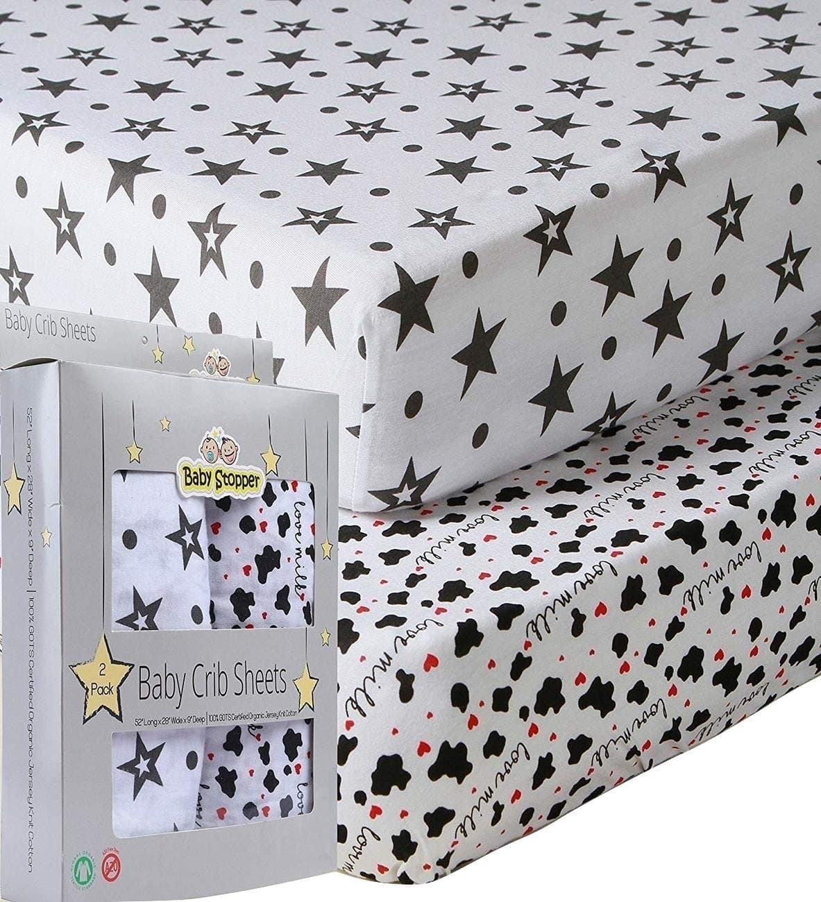 Baby Crib Sheets - Certified Organic Jersey Cotton Sheets - Know Your Baby is Sleeping On A Pesticide Free, Hypoallergenic, Unbleached Sheet - Double Thick Elastic Band Reinforcement - AZO Dye Free