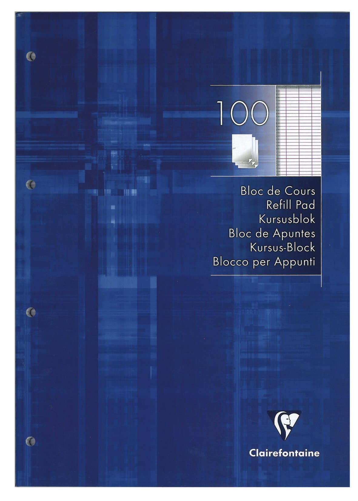 Clairefontaine A4 Séyès Ruled 4 Holes Punched Refill Pad (Pack of 100 Sheets)