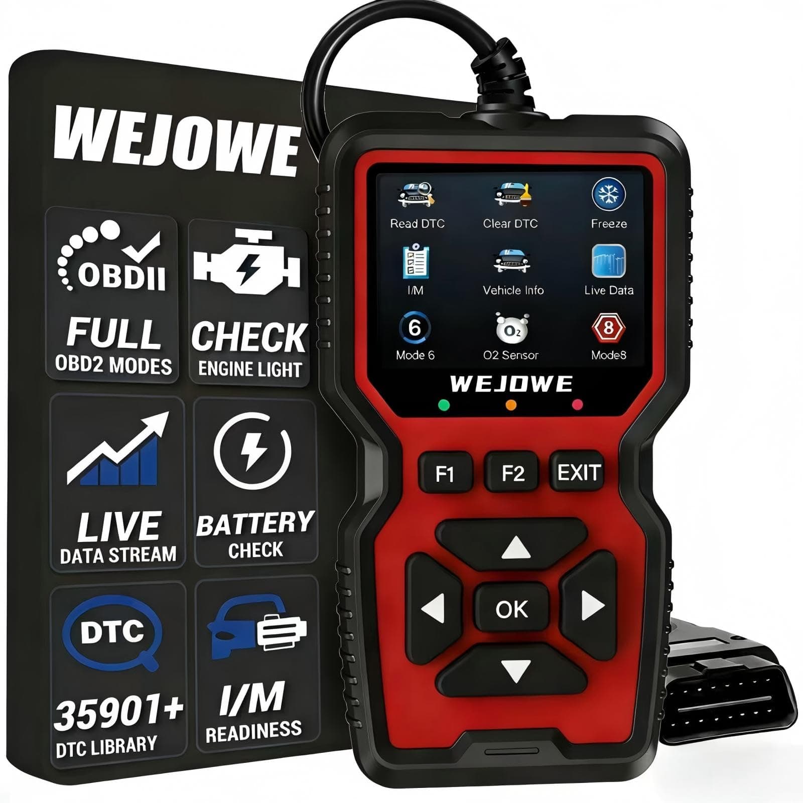 WJ519 Professional OBD2 Scanner Diagnostic Tool, Check Engine Code Reader OBD2 Scanner with Reset, Auto Check Engine Light Car Diagnostic Scan Tool for All OBDII Car After 1996, 2026 Upgraded