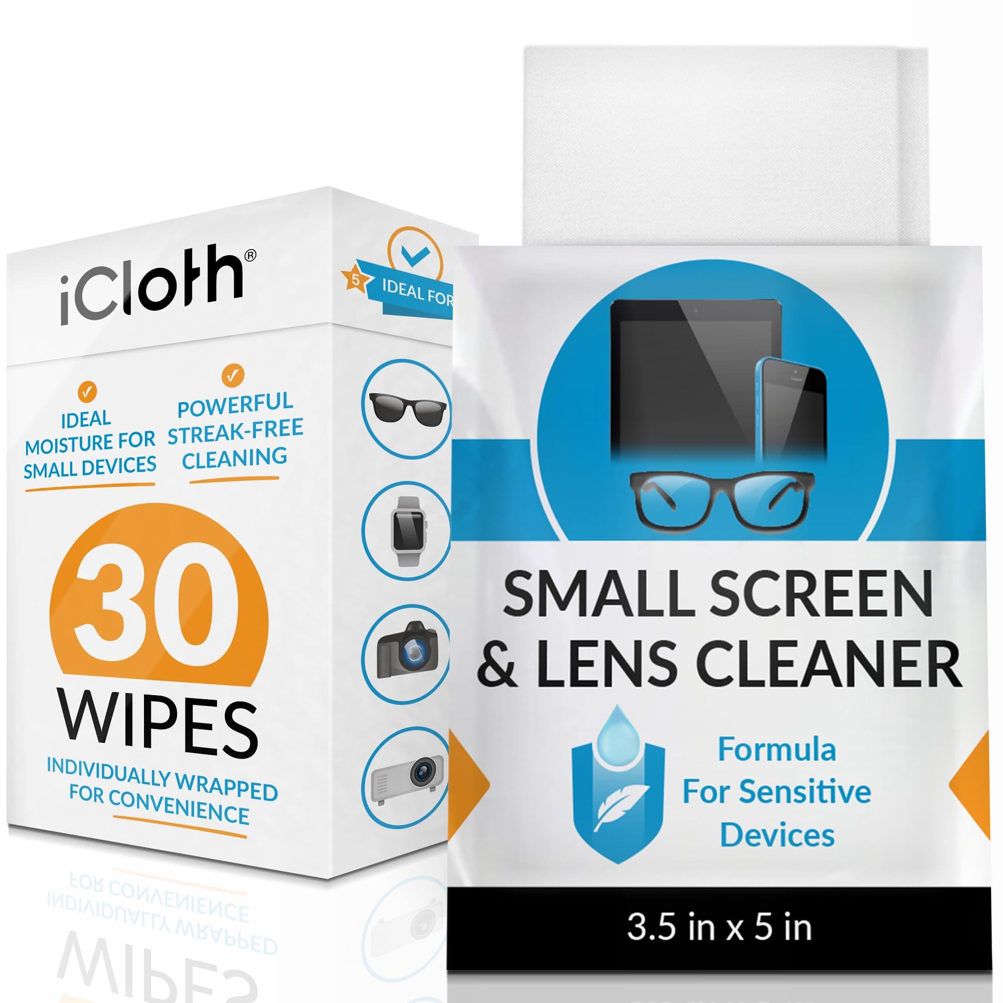 iCloth Eyeglass Cleaning Wipes: Easy and Fast Lens Cleaning and Screen Cleaning Wipes for Reliable, Streak-Free Screen Wipes - Individually Wrapped for Convenience