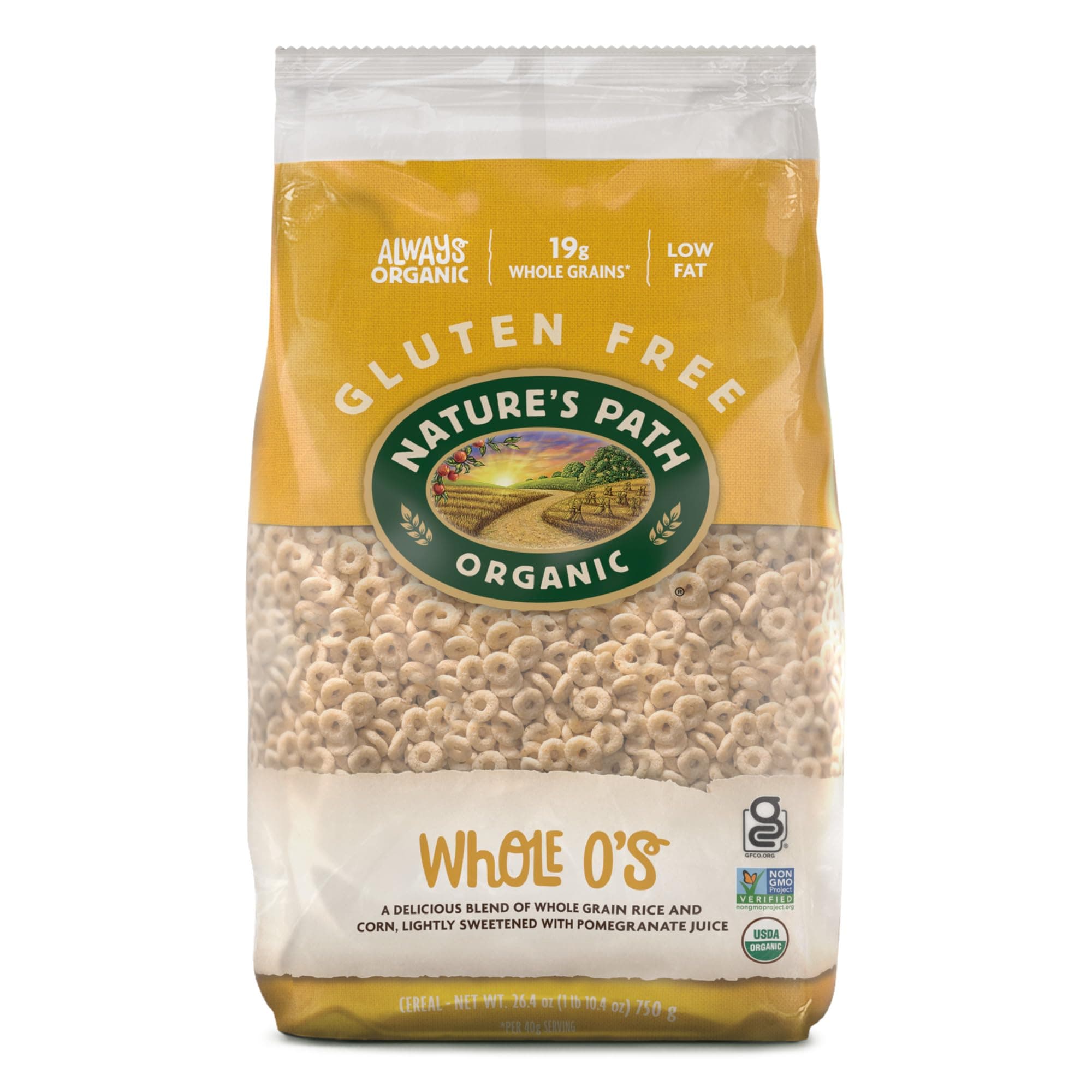 Nature's Path Organic Gluten Free Whole O's Cereal, 1 Lb 10.4 Oz Earth Friendly Package (Pack of 6), Non-GMO, 19g Whole Grains, Low Fat