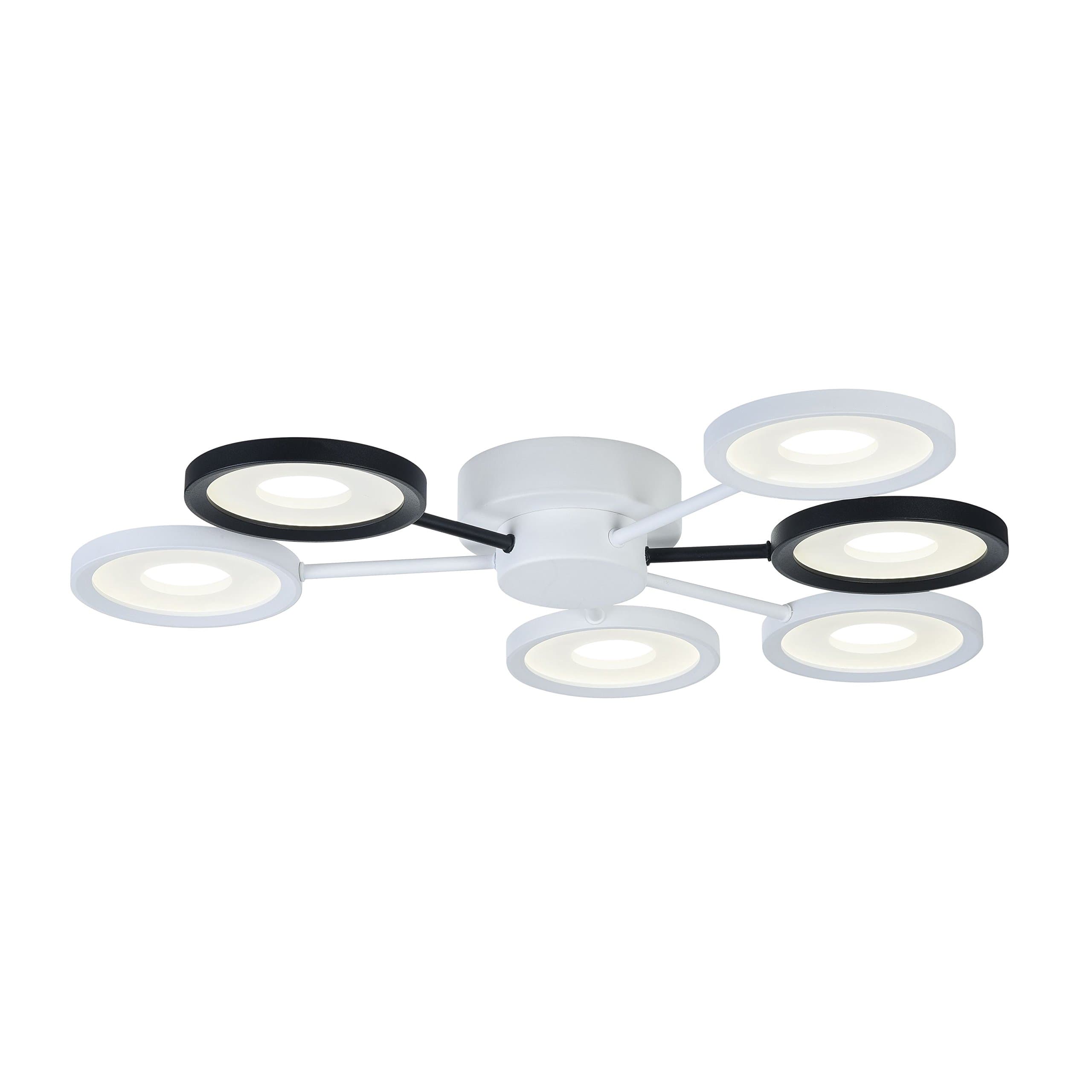 Modern Ceiling Lamp, White/Black Round Metal Shades, Metal Frame, LED Module 48W 4000-4500 Lumen