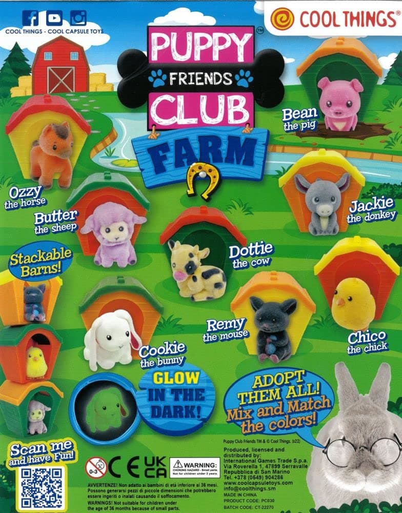 Pack Of 10 Puppy Club Baby Farm Animals, each surprise balls includes 1 farm animal And 1 stackable Barn with 8 to find and collect. Ideal Party Bag Filler or Filling