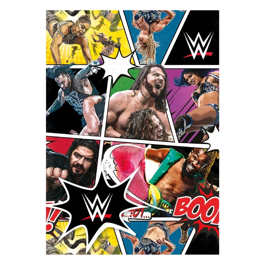 Wrestling Official WWE Gift Wrap, 2 Sheets 2 Tags, Gift Wrap for Presents, Climate Pledge Friendly, Officially Licensed, Multi, Each sheet is approximately 69.5cm x 50cm.