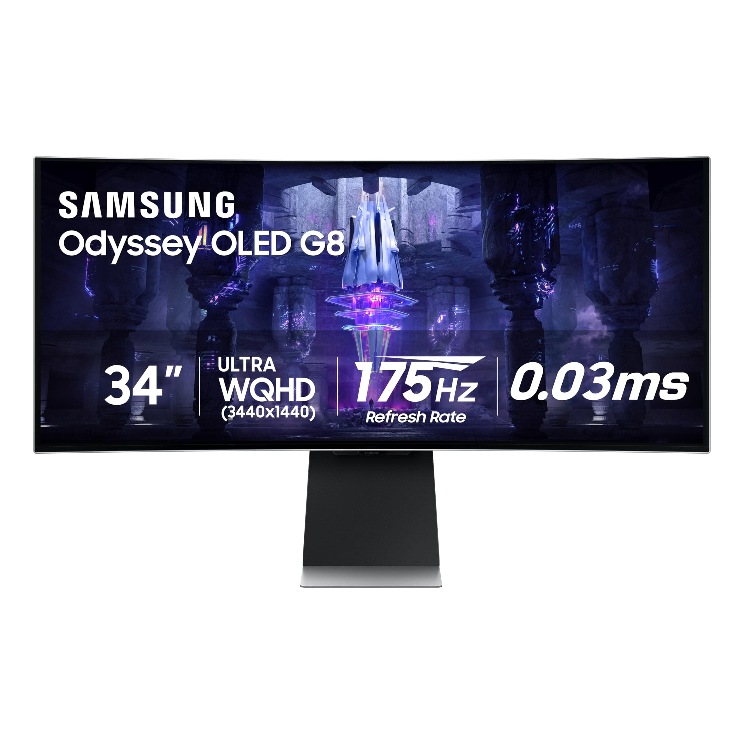 SAMSUNG 34-Inch Odyssey G85SB Series QD-OLED Ultra WQHD Curved Gaming Monitor, 175Hz, 0.03ms, DisplayHDR True Black 400, AMD FreeSync Premium Pro, Advanced Game Streaming, LS34BG850SNXZA, 2023