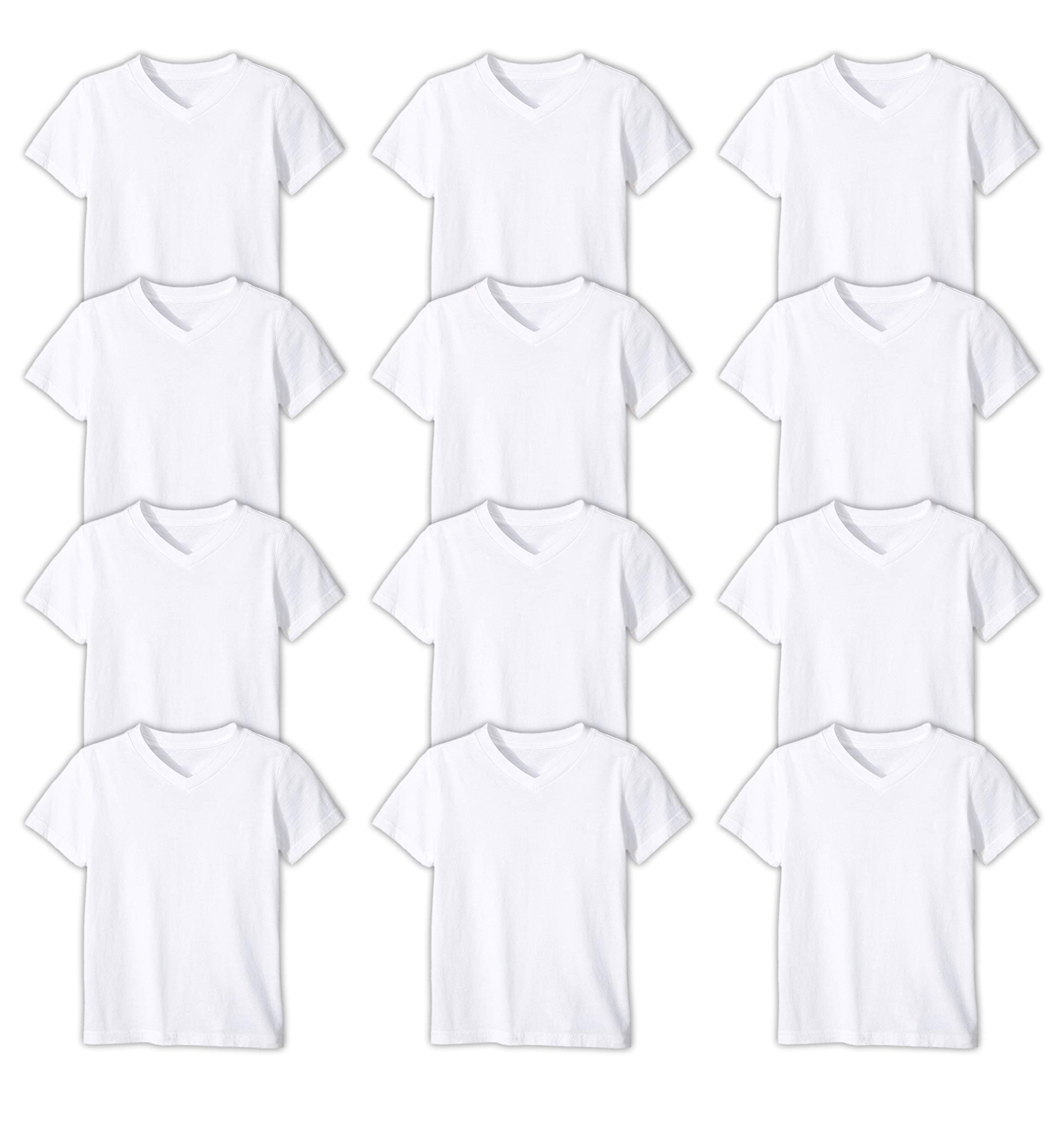 Andrew ScottBoys'12 Pack V Neck T Shirt Cotton Color Undershirts - Bonus Pack of 12