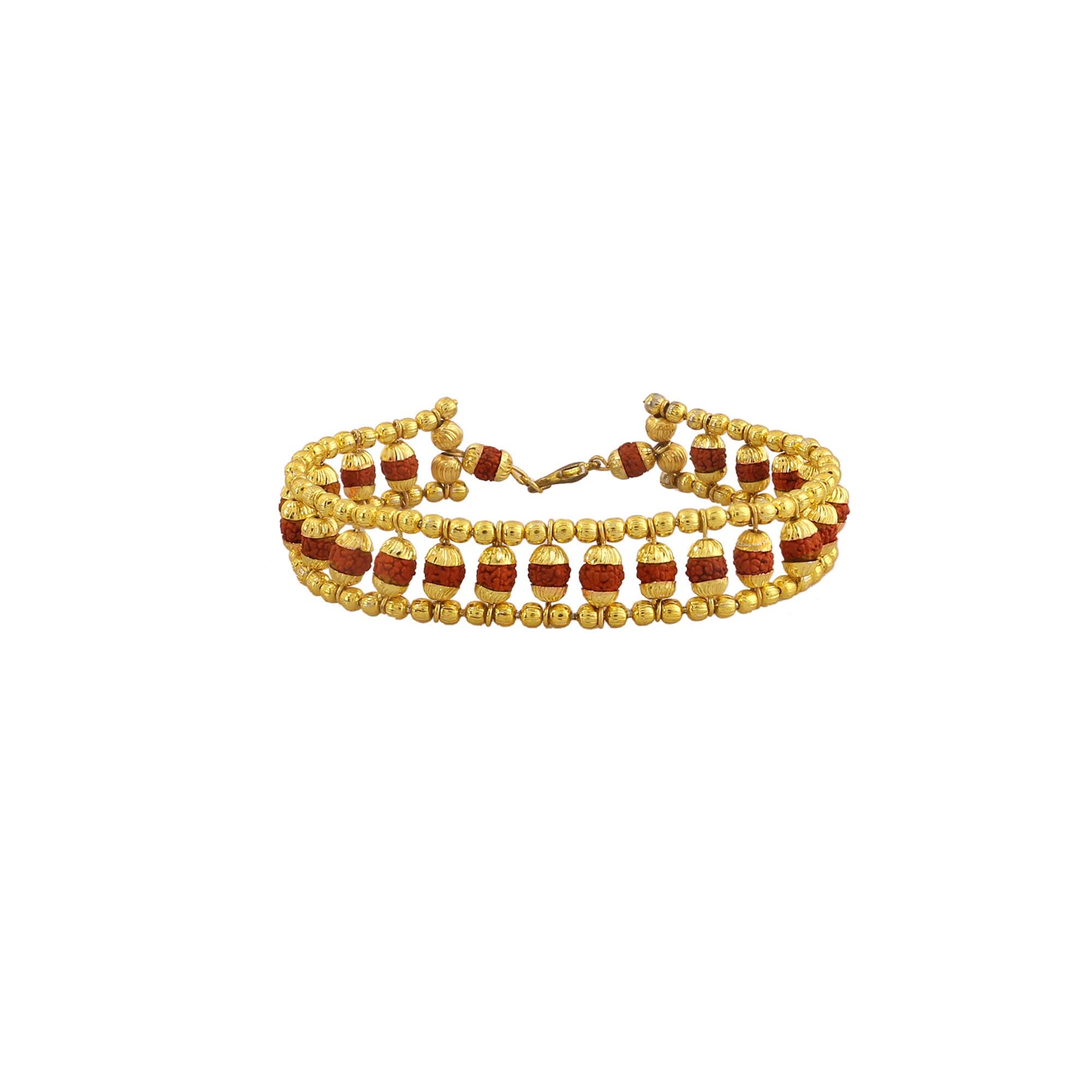 Shree Shyam Gems And Jewellery Brass Rudraksha Bead Bracelet For Boys (Gold_30 grams)
