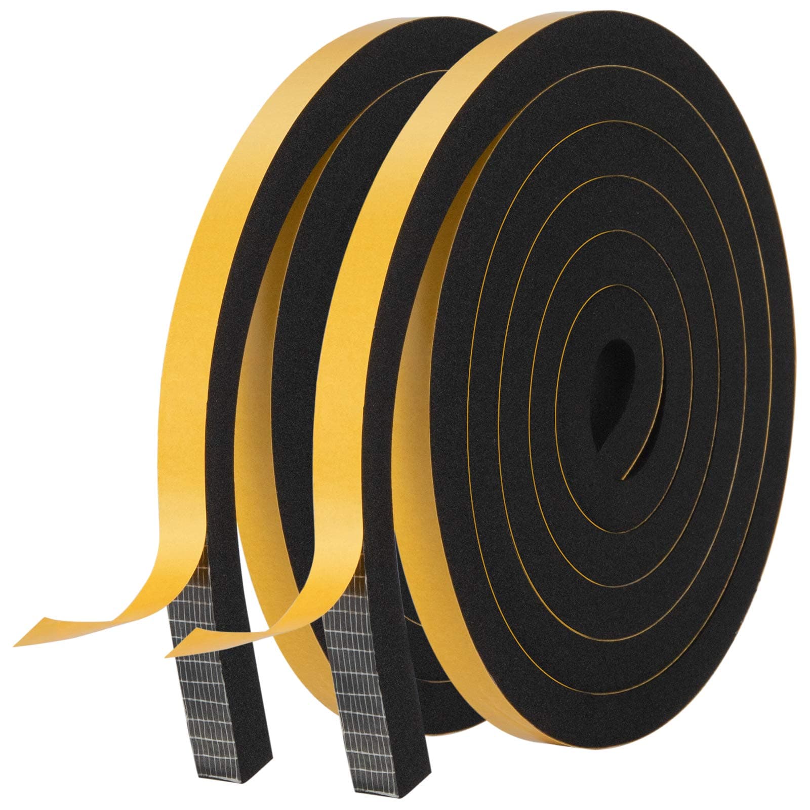 Weather Stripping Door Seal Strip,High Density Foam Tape,Doors and Windows Insulation Soundproofing Weatherproof,Self Adhesive Rubber Weatherstrip Door Seal Strip (1/2''W X 1/2''T X 13'L)