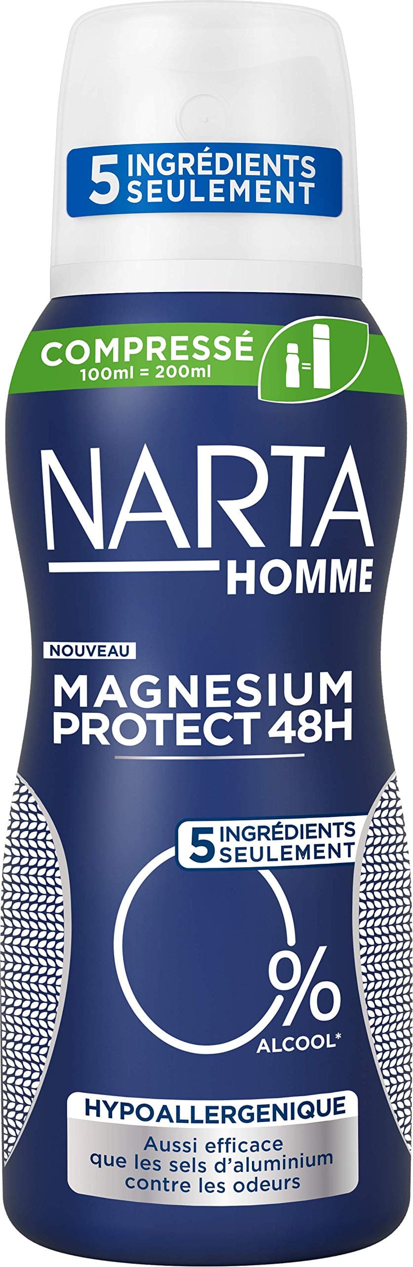 NARTA Dermo Efficiency Magnesium Protect Deodorant Compressed Hypoallergenic 5 Ingredients 100 ml - Pack of 3