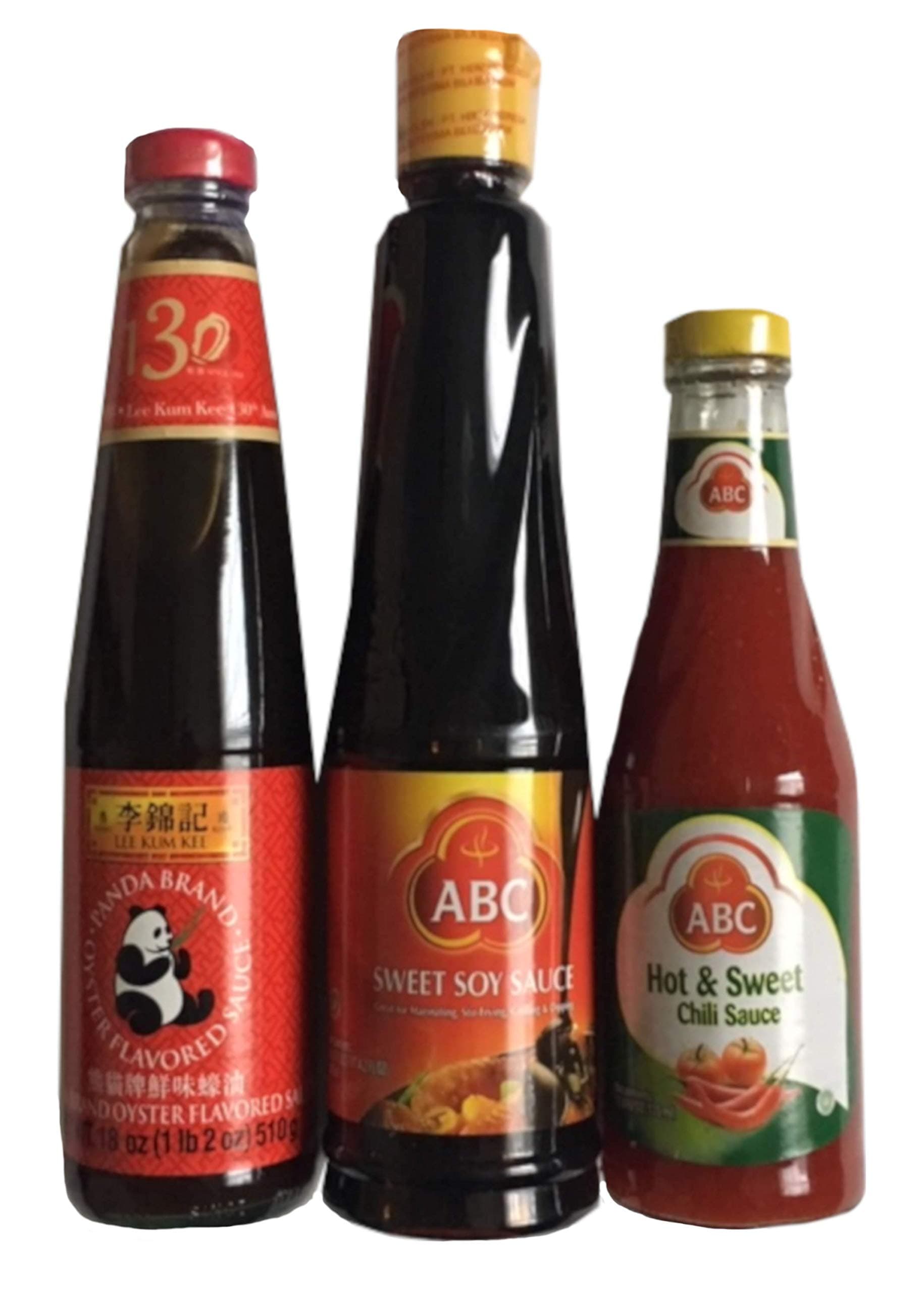 Asian Sauces (ABC Sweet Soy Sauce, ABC Hot & Sweet Chili Sauce and Lee Kum Kee Oyster Sauce Bundle)