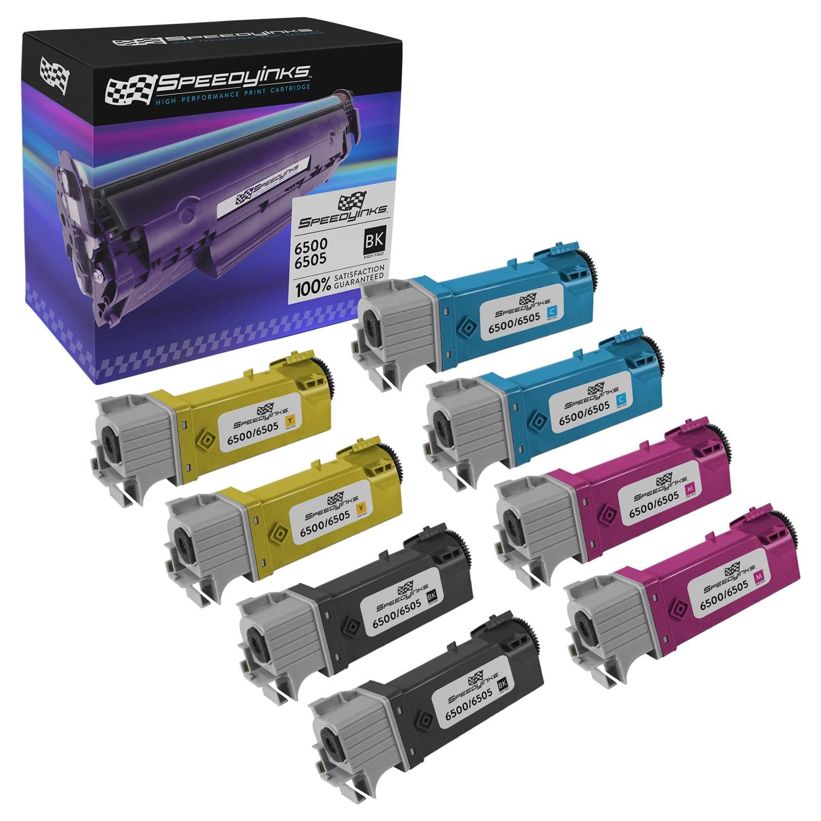 Speedy Inks Compatible Toner Cartridge Replacements for Xerox Phaser 6500 & WorkCentre 6505 (2 Black, 2 Cyan, 2 Magenta, 2 Yellow, 8-Pack)