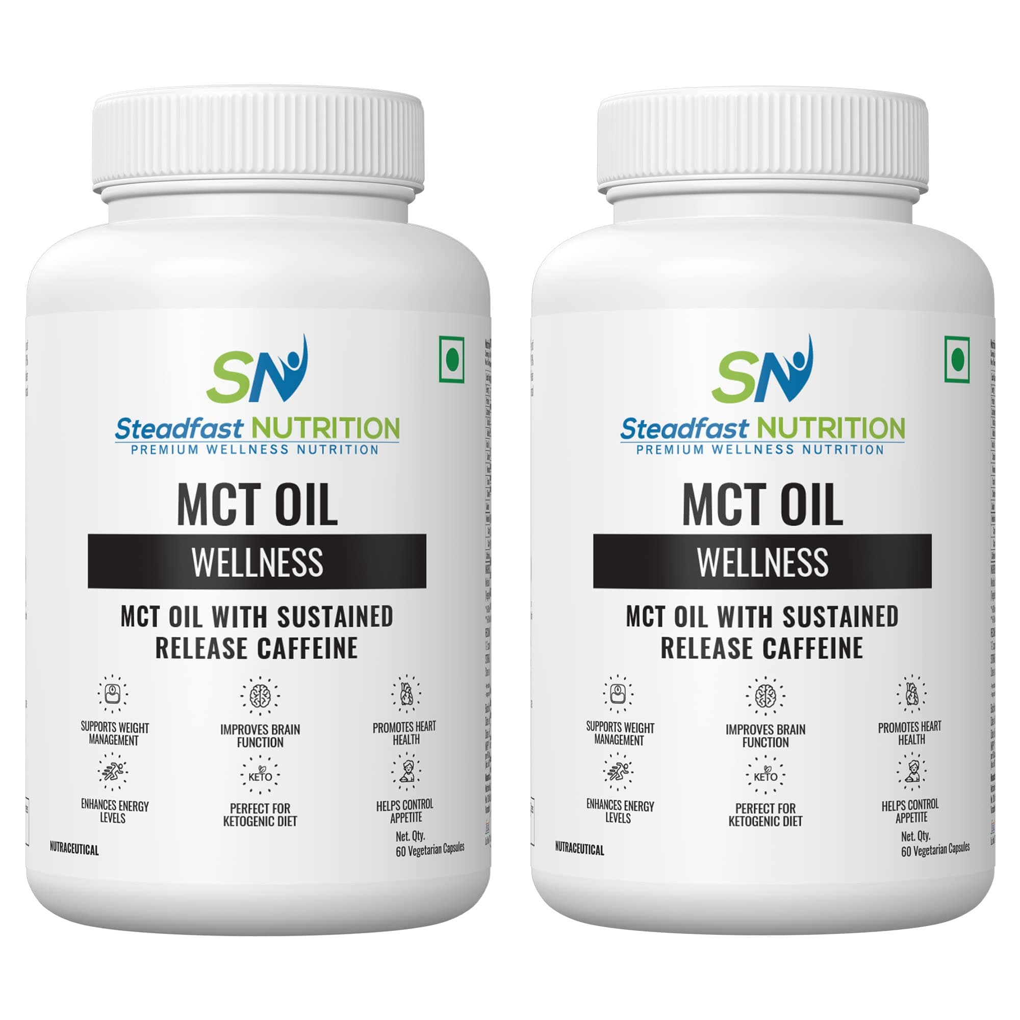 Steadfast Nutrition MCT Oil for Weight Loss | Keto diet | Supports weight management, regulates metabolism, C8 MCT Oil for Maximum Impact | For Men & Women | 120 Capsules | Lab- Tested | Pack of 2