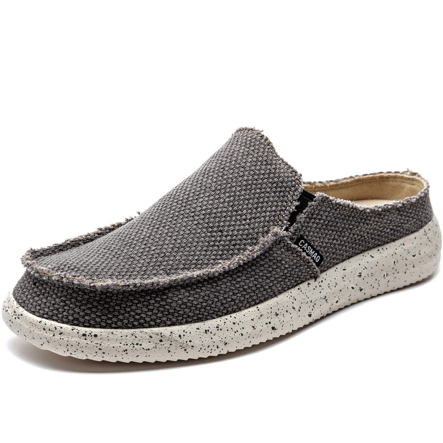 CASMAG Men's Classic Flat Slip on Shoes Clog Cloth Comfort Casual Driving Walking Slip On Loafers Grey US 7.5