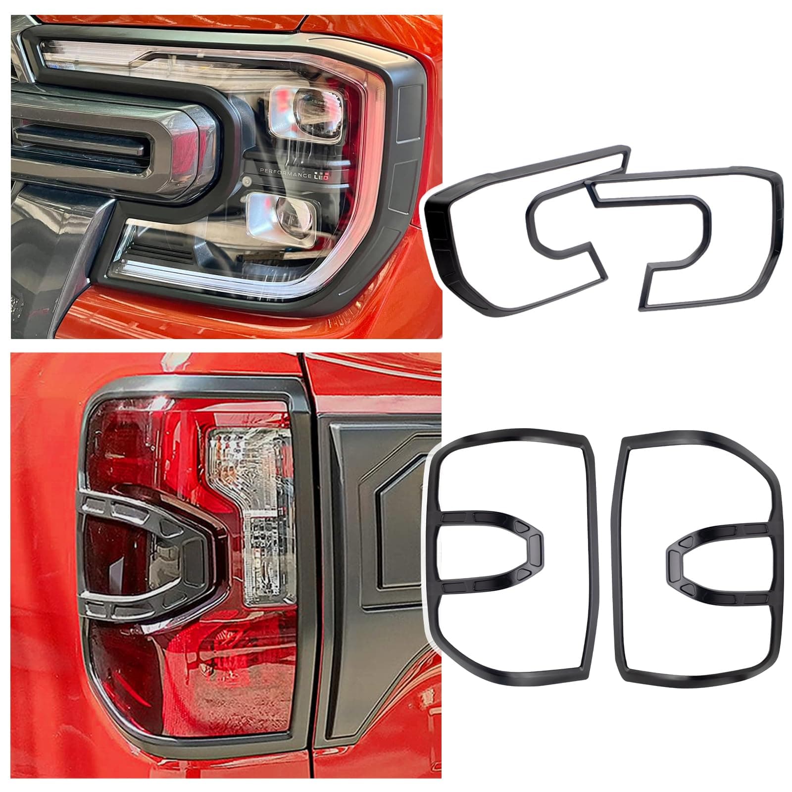 Light Cover for Ford Ranger 2023 2024 2025 Accessories Next Gen Wildtrak Platinum Raptor T9 Headlight and Rear Light Guard Surround Protector Kit Garnish Bezels Trims