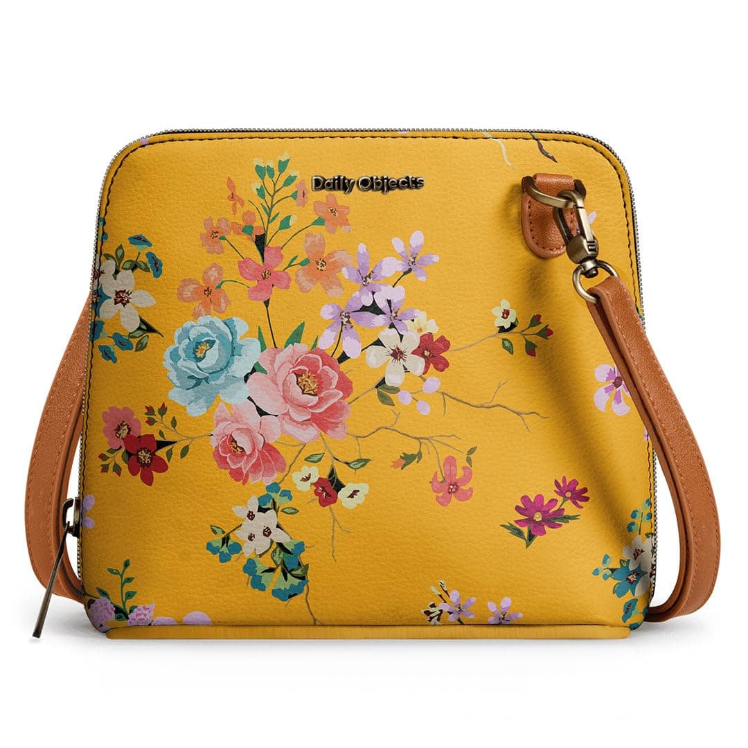 DailyObjectsTrapeze Crossbody Bag for Girls and Women | Made with Durable Vegan Leather Material | Carefully Handcrafted | Zip Closure | Adjustable & Detachable Straps | Multicolor