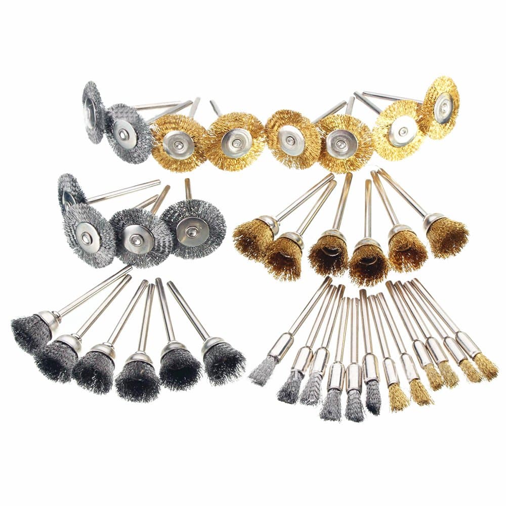 36 PC Brass Wire Wheel Brushes for Dremel Accessories Rotary Tools Polish Clean