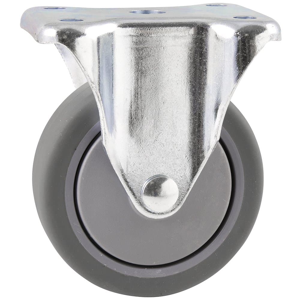Shepherd 4040055T TPR Rubber Caster Wheel with Rigid Non-Swivel Top Plate Marking for Use in Hospitals, Food Service and Other Institutional Applications, 4"