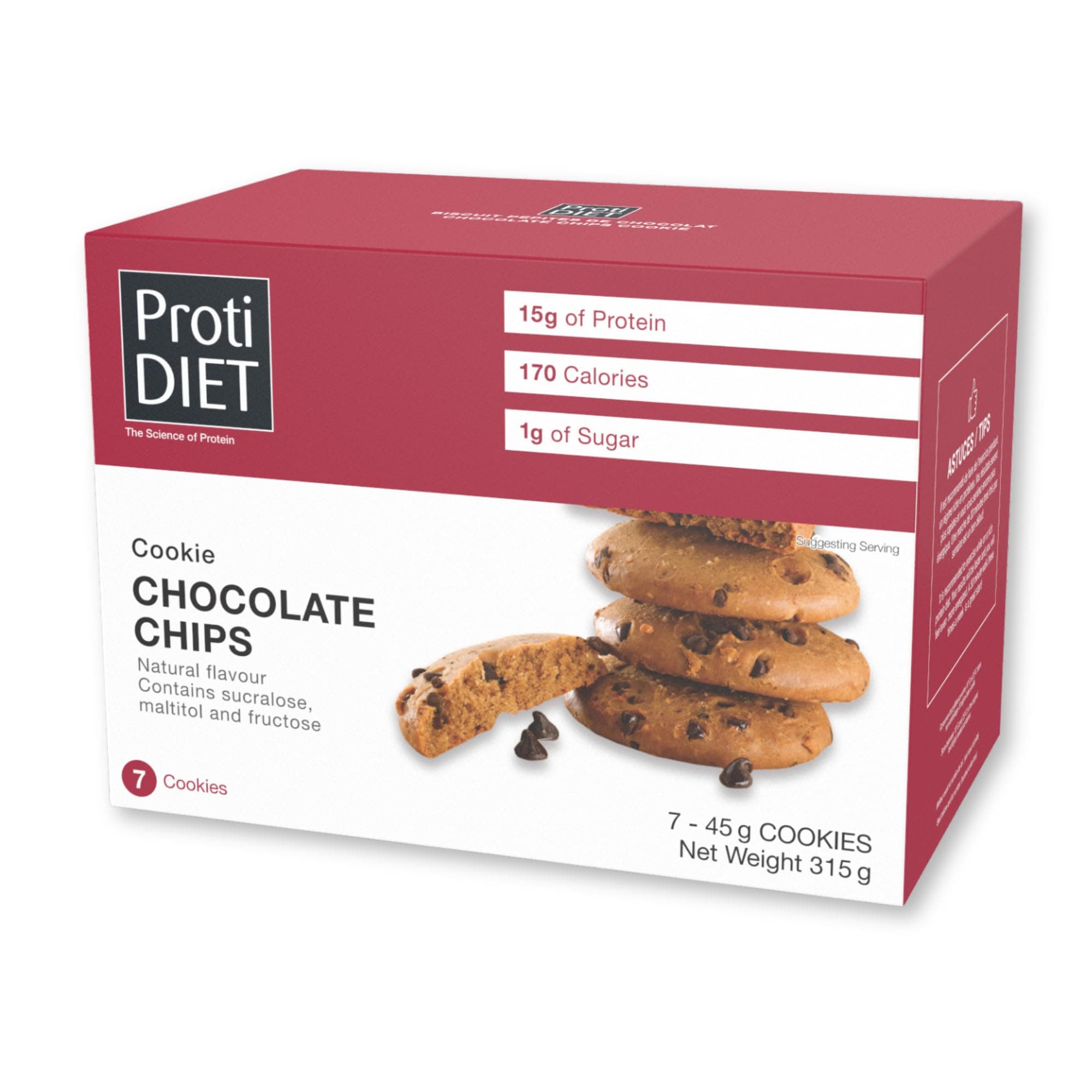 Protein Chocolate Chip Cookies - 45g Cookie with 15g - No Trans Fat, Healthy Chocolate Snacks, Satisfying Post-Workout Treat - 7 Protein Cookies Per Box