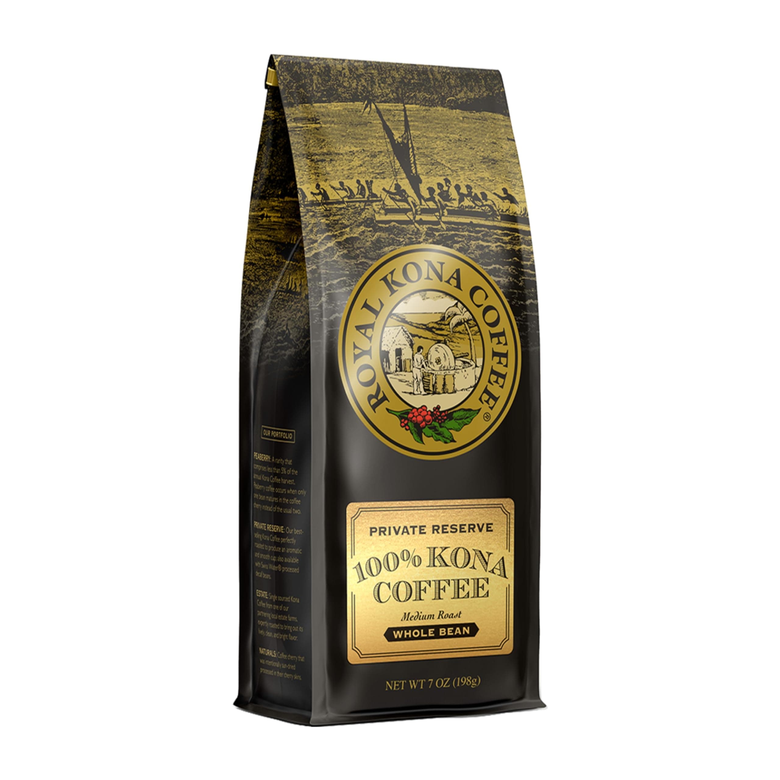 Royal Kona - Private Reserve Medium Roast - 100% Kona Coffee - Whole Bean - 7 oz Bag by Royal Kona