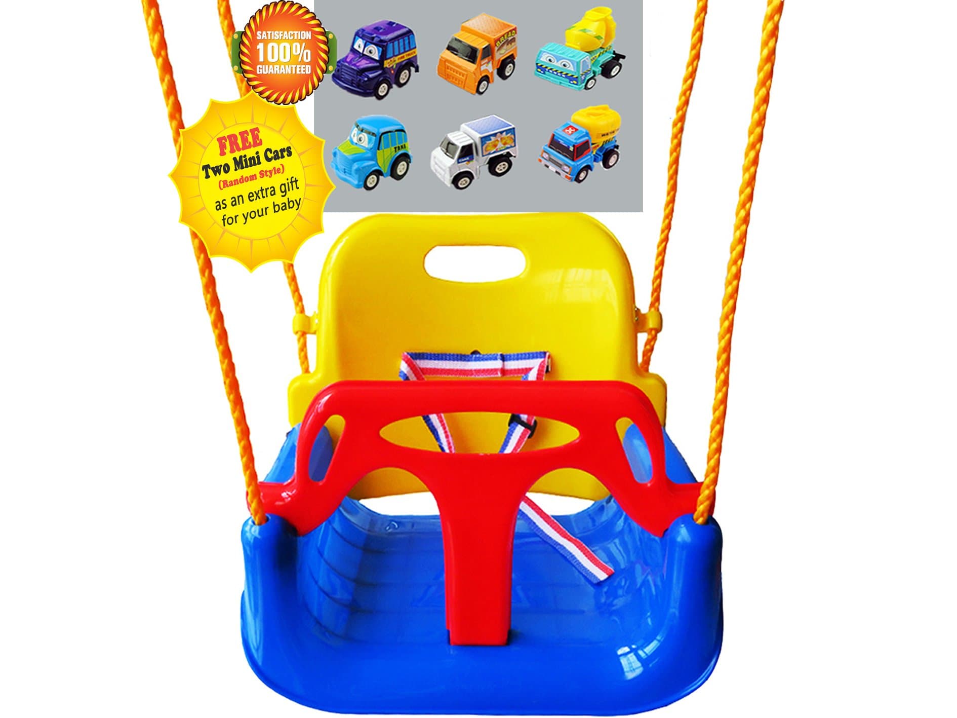 LITTLEFUN3-in-1 Infant to Toddler Swing Set Upgrade Anti-flip Snug & Secure Detachable Children Indoor Outdoor Play for Patio Garden Equipment(Color:Blue Chair)