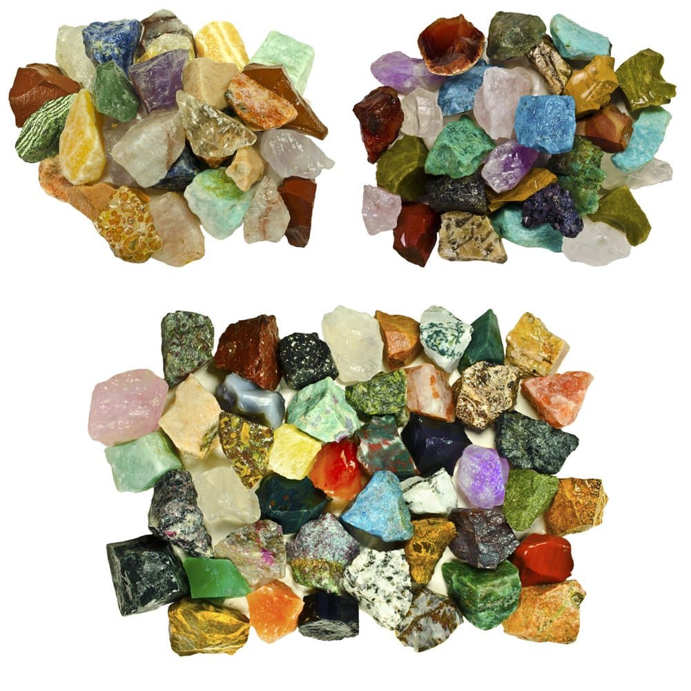 Fantasia Materials: 3 lb Premium World Stone Mix (LARGEST VARIETY ON AMAZON) from Asia, Brazil and Madagascar! Bulk Rough Raw Natural Crystals & Rocks for Tumbling, Polishing, Wire Wrapping, Reiki