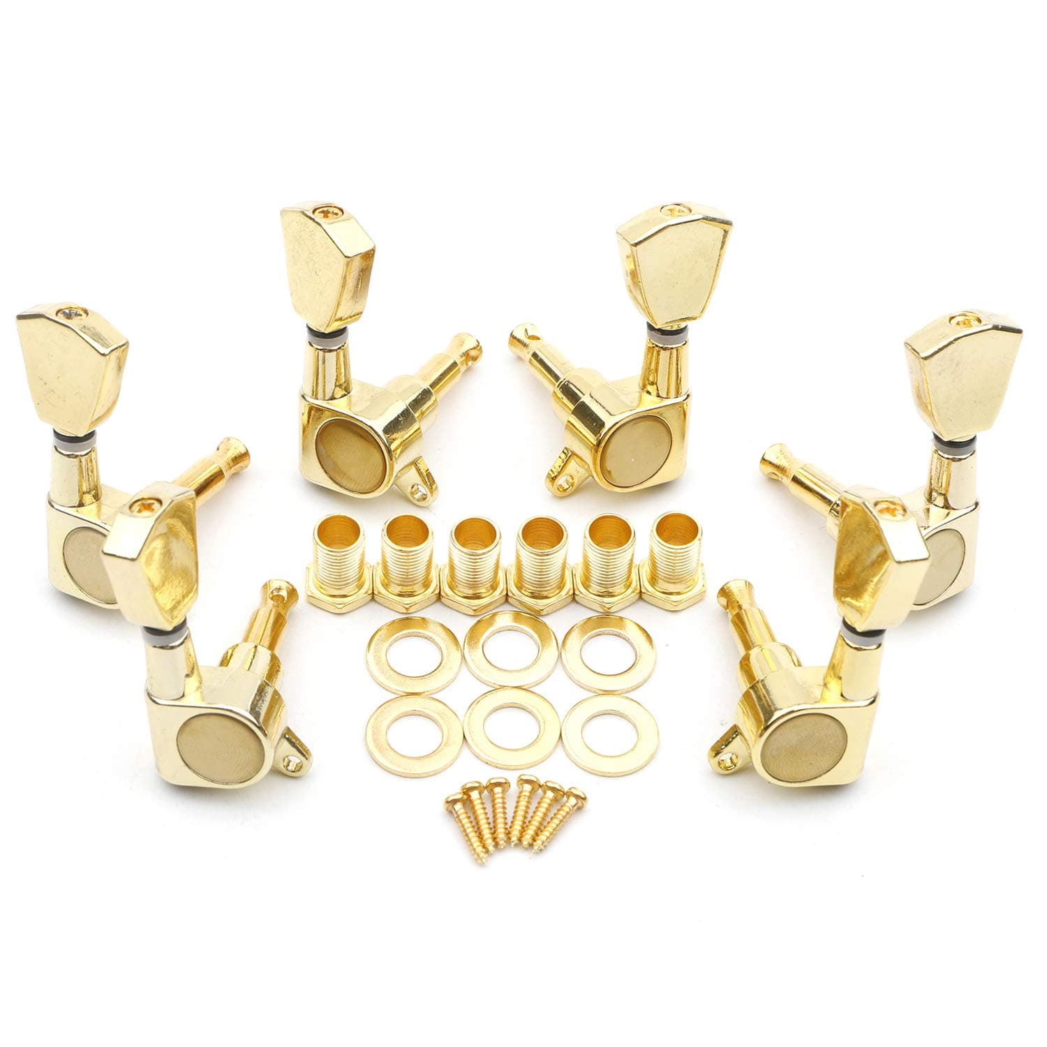 Swhmc 6pcs Gold 3L 3R Tuning Key Peg, Guitar Part Tuners String Tuning Pegs Machine Head Tuners for Acoustic or Electric Guitar