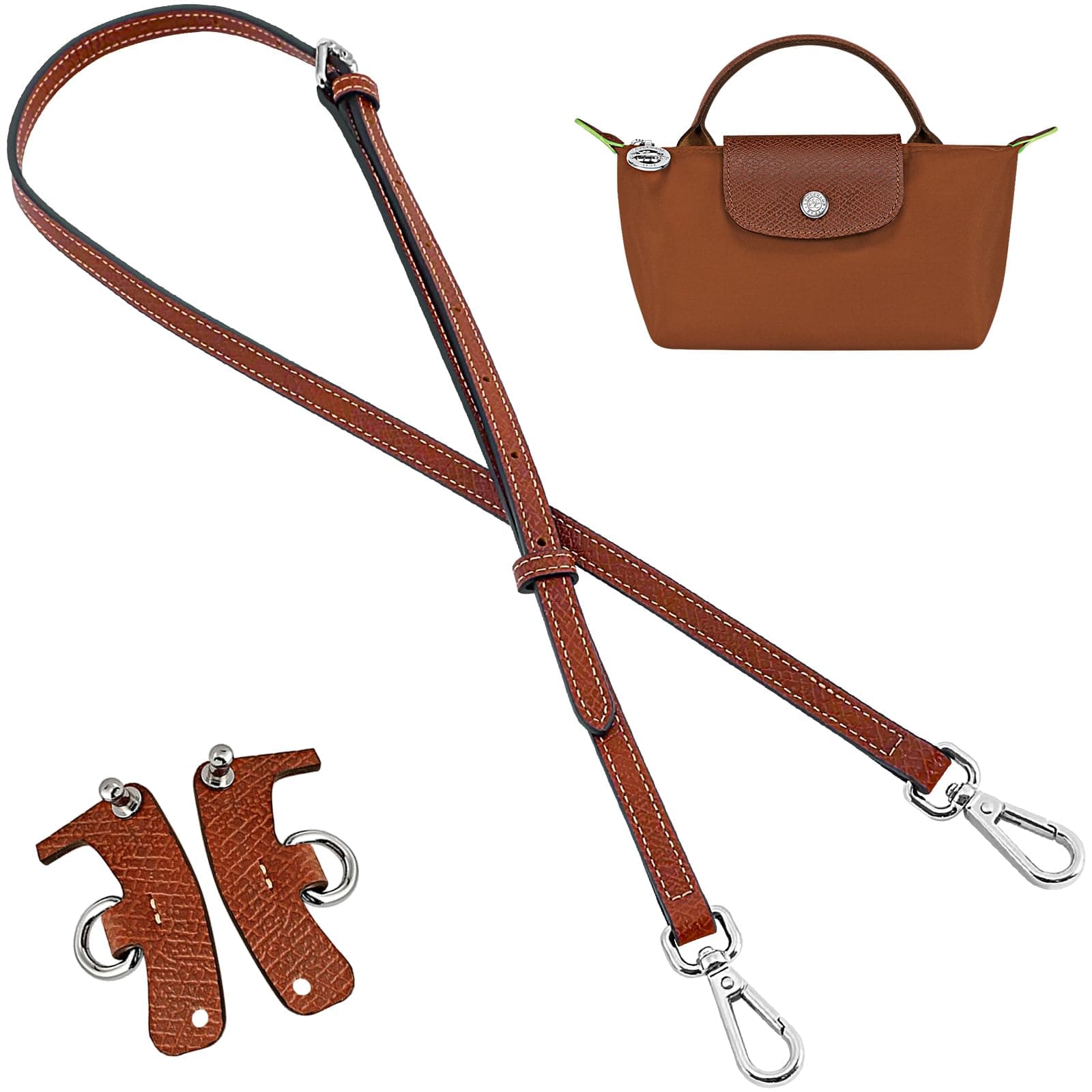 Jiesinlov Leather Bag Straps Conversion Kit for Longchamp Le Pliage Mini Pouch,Purse Strap Crossbody Adjustable Replacement
