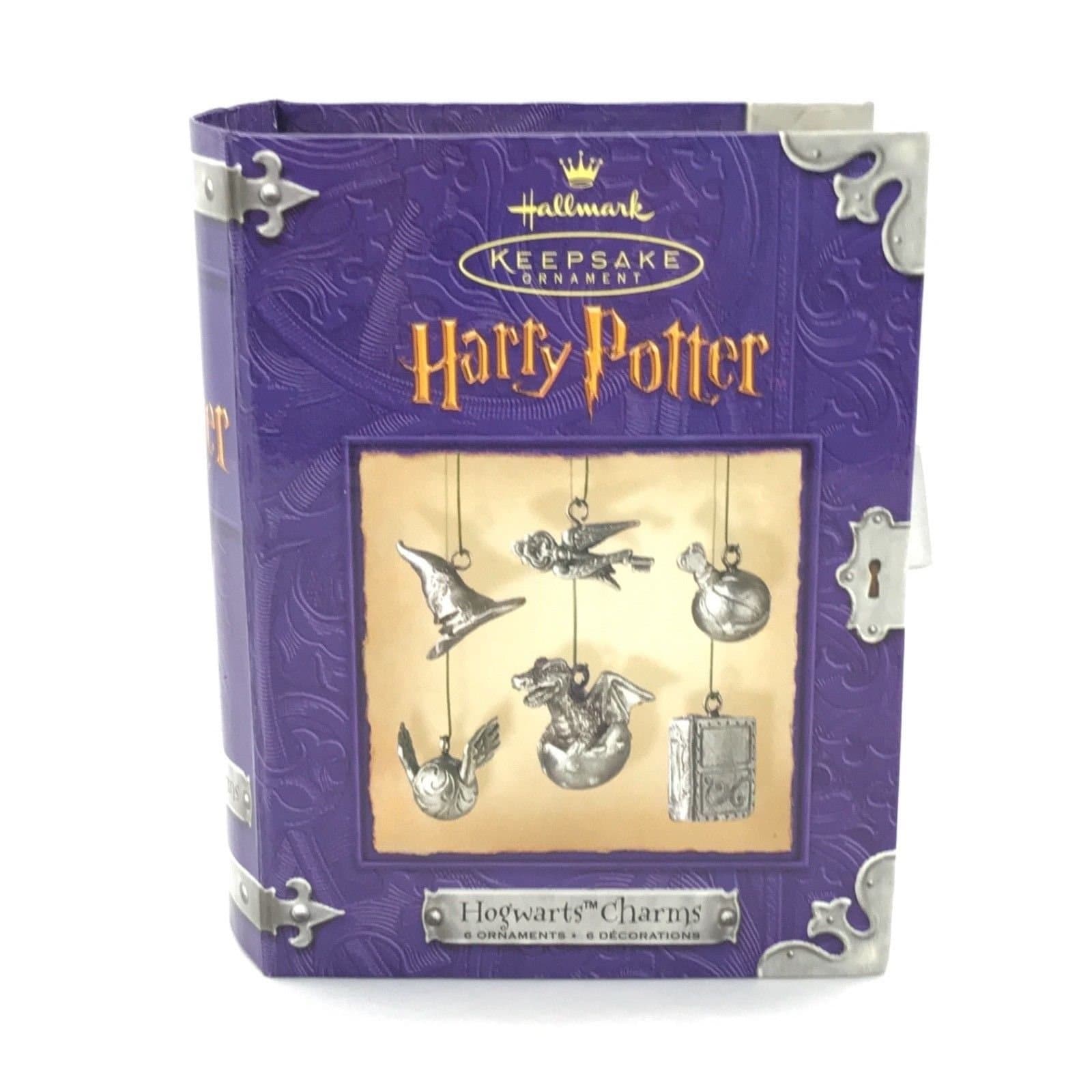 HallmarkKeepsake Ornament Harry Potter Hogwarts Charm 6 Ornaments /Decorations Pewter