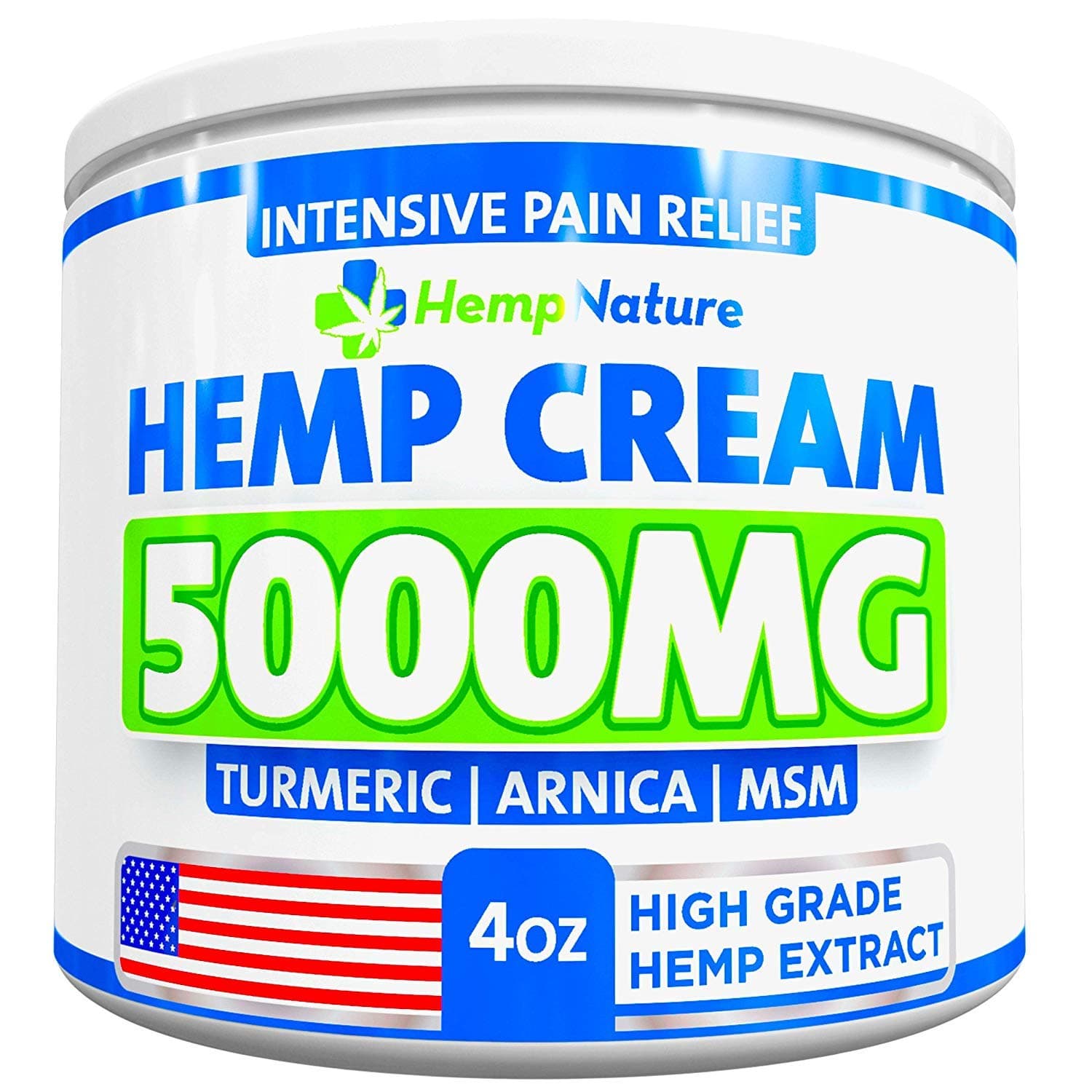 Organic Pain Relief Cream - 5000 MG - Made in USA - 4OZ - Relieves Muscle, Joint Pain - Lower Back Pain - Inflammation - Oil Extract with MSM - EMU Oil - Arnica - Turmeric