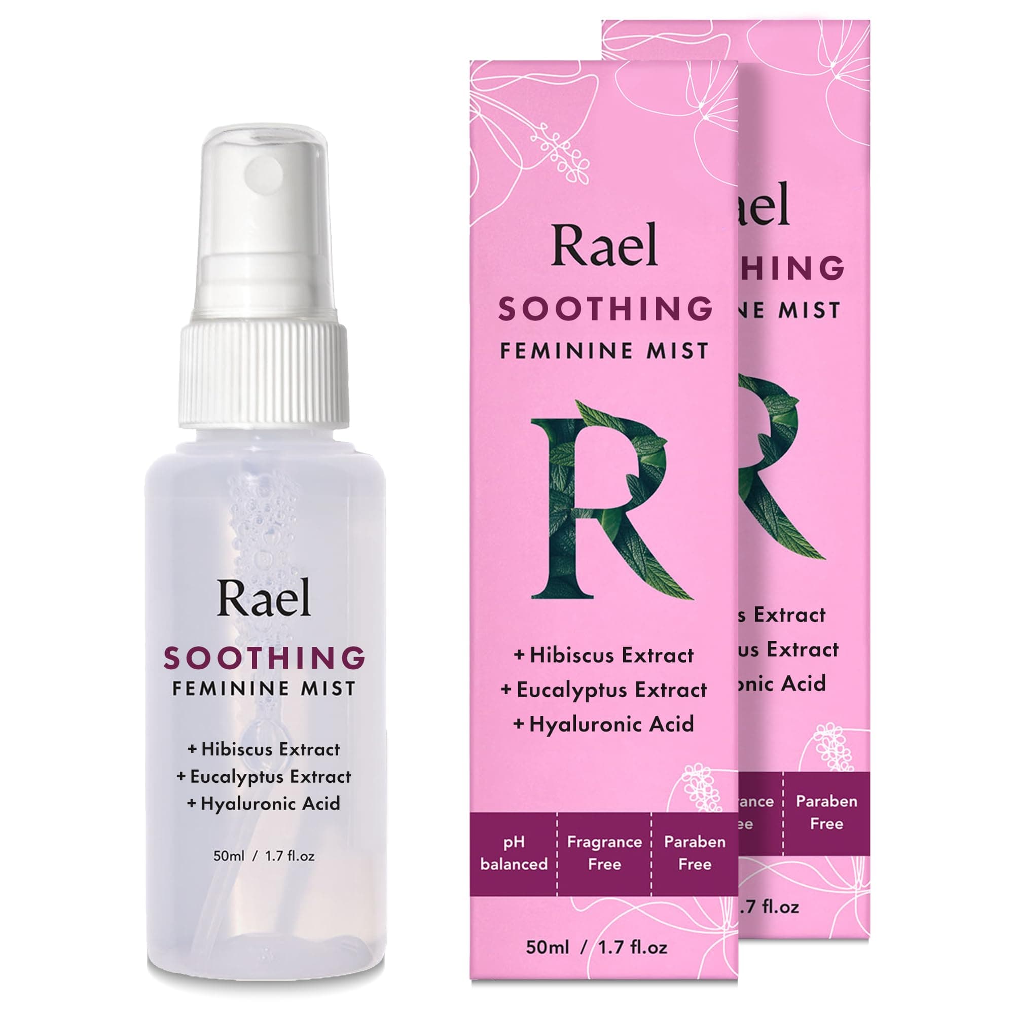 Rael Feminine Spray, Soothing Mist for Women, On-the-Go, Clean Ingredients (1.7 Fl Oz, Pack of 2)