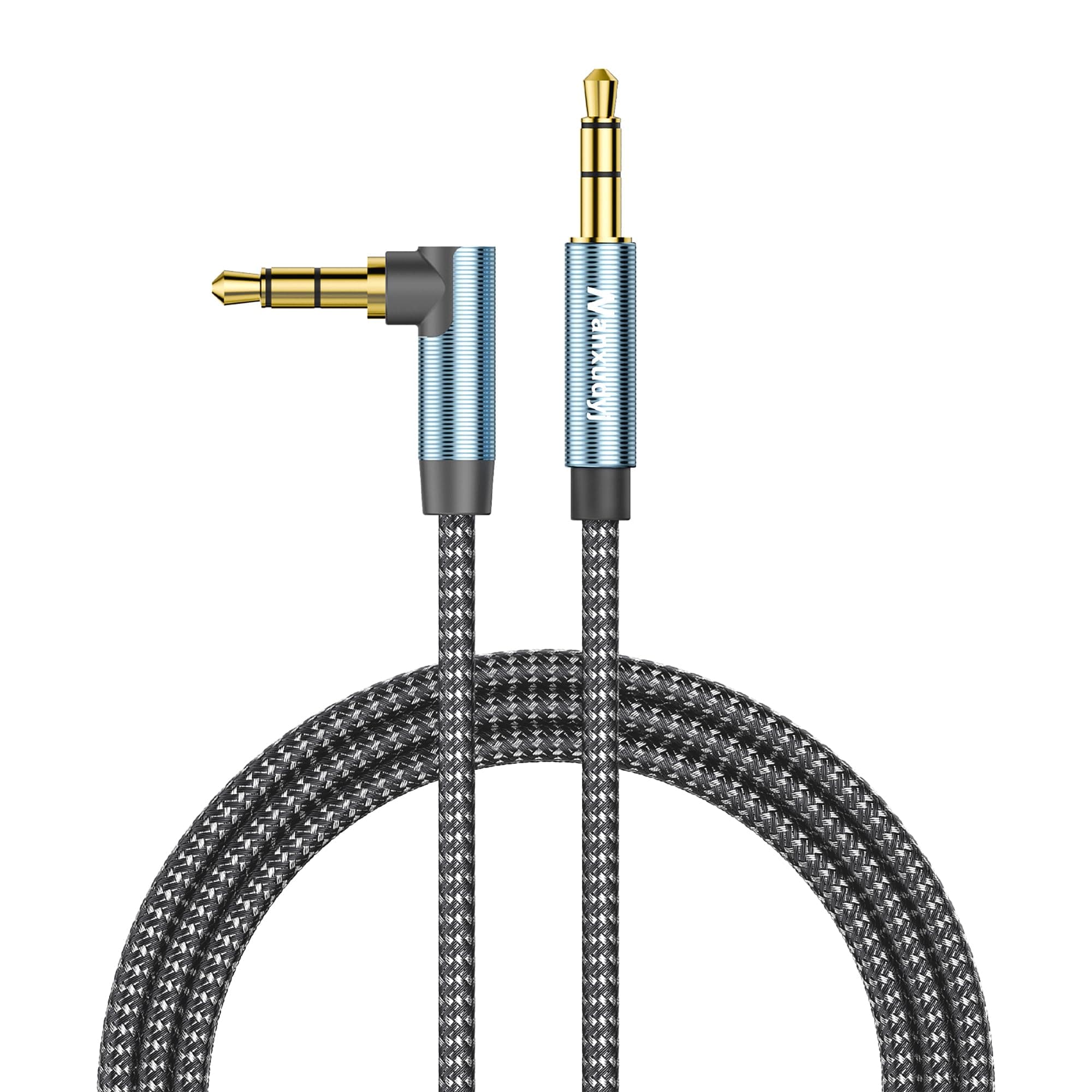 6ft/1.8M 3.5mm Audio Cable, 90 Degree Right Angle, 24K Gold Plated, Compatible with Headphones, Tablets, Speakers, Xbox, PS4, MP3 Players