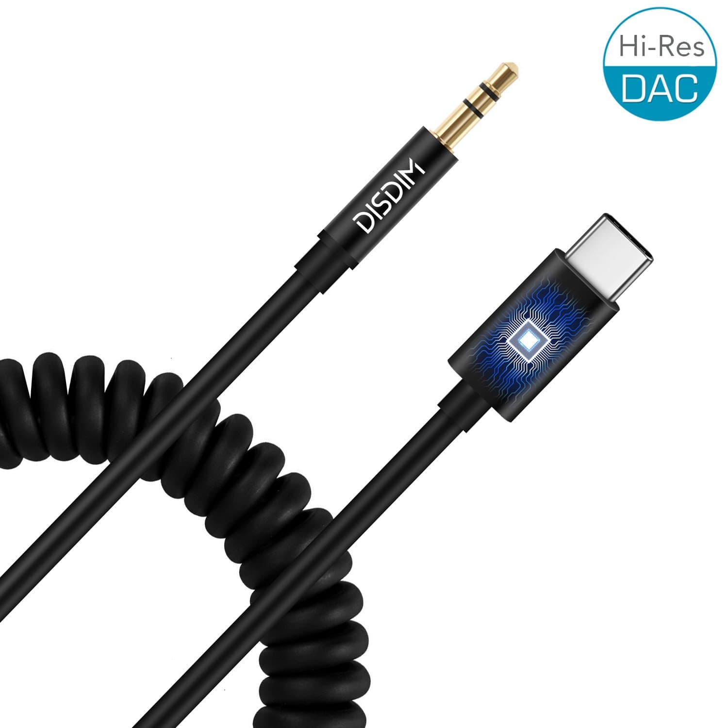 HORLAT Pixel 3 Type C Aux Cable for Car, DISDIM Type C to 3.5mm Audio Stereo Jack Adapter with 6.5ft Spring Extension Aux Cord for Google Pixel 2/2 XL/ 3/3 XL/HTC U/Moto Z and All USB C Port Devices