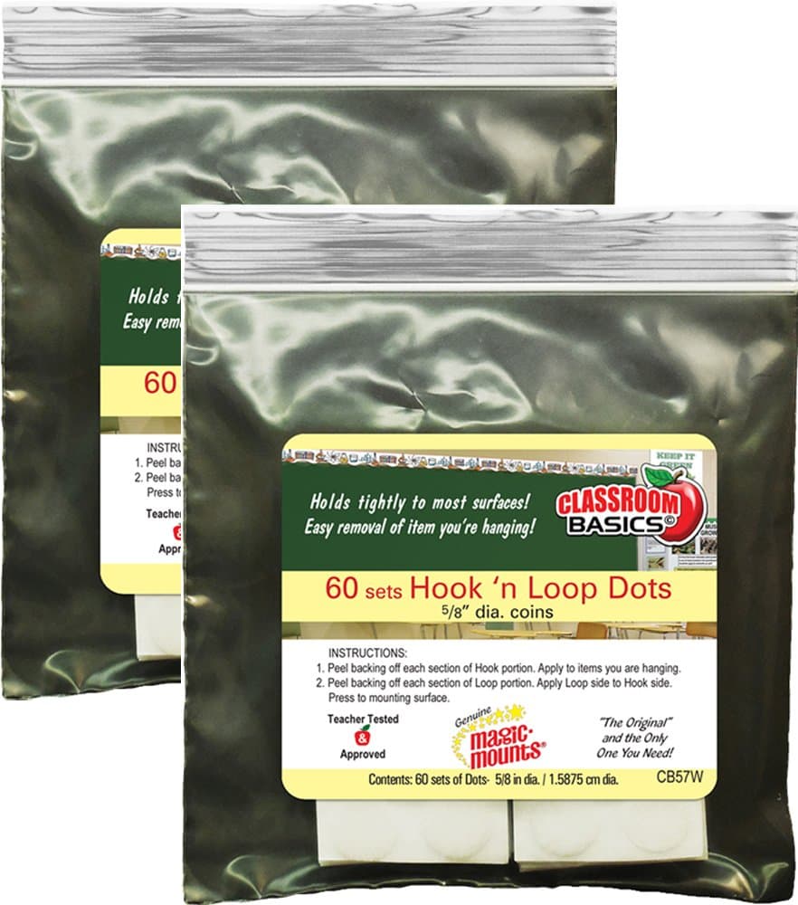 Hook N Loop 5/8" Dots, 60 Sets - 2 Pack