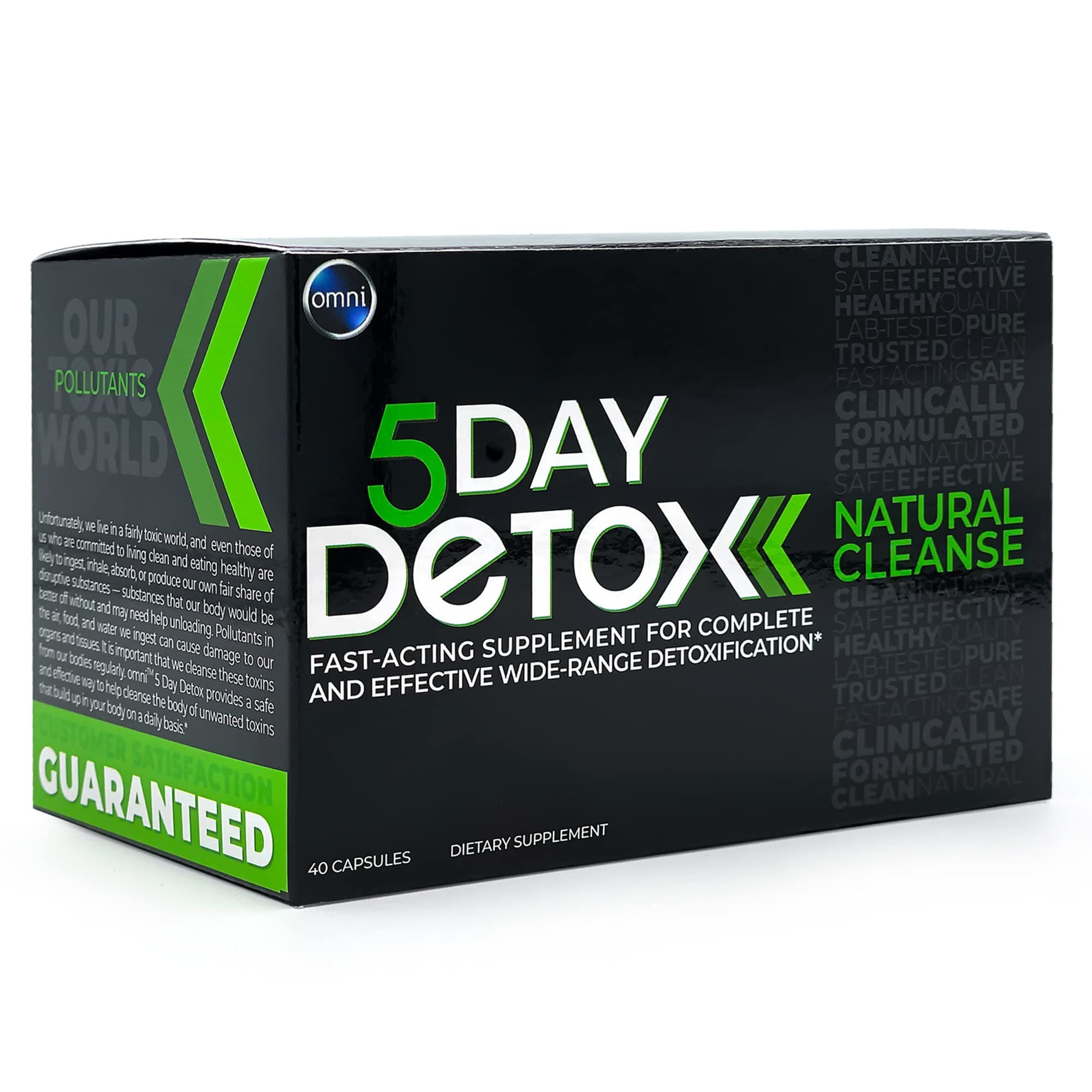 Omni 5 Day Detox Cleanse - Premium Natural Body Detox Supplement, 40 Capsules for Toxin Removal, Total Body Purge, Supports Healthy Liver, Kidneys, Urinary Tract, & Digestive System