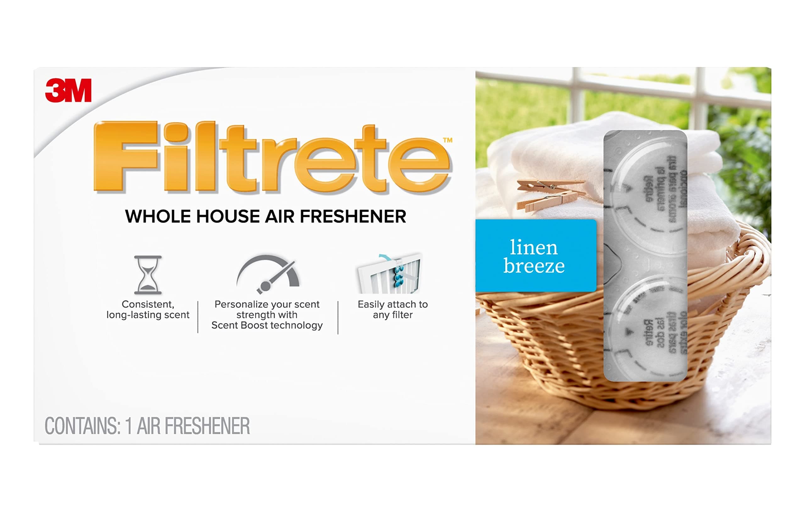Filtrete(フィルトレッテ) ハウス全体の芳香剤 エアコン炉用エアフィルター、Linen Breeze