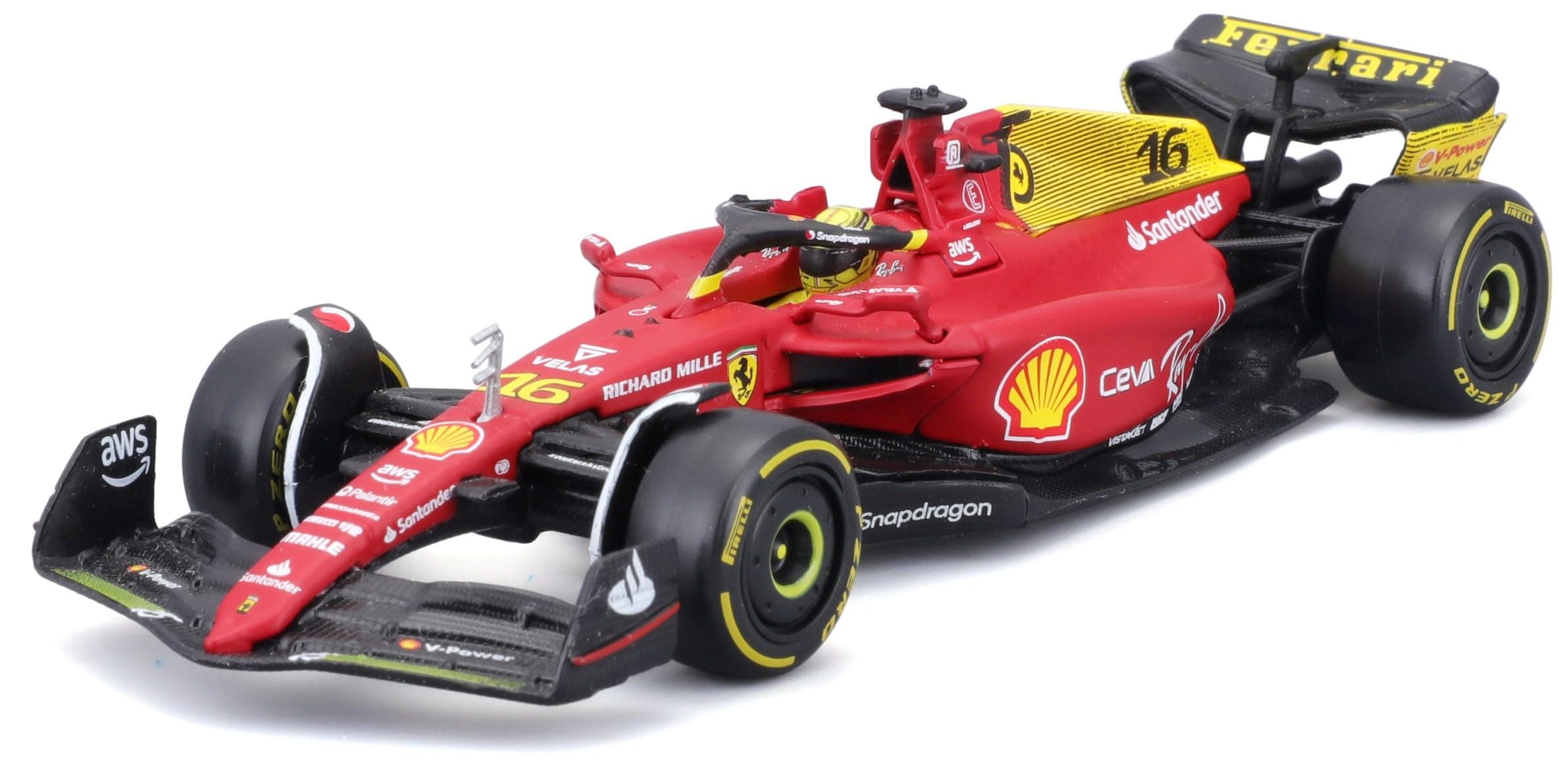 Bburago B18-36831L Formula 1 FERRARI F1-75 (2022) WITH HELMET LECLERC 1:43 Scale Die-Cast Collectible Race Car Charles, Model, Sport, pre-built, Assorted Colours